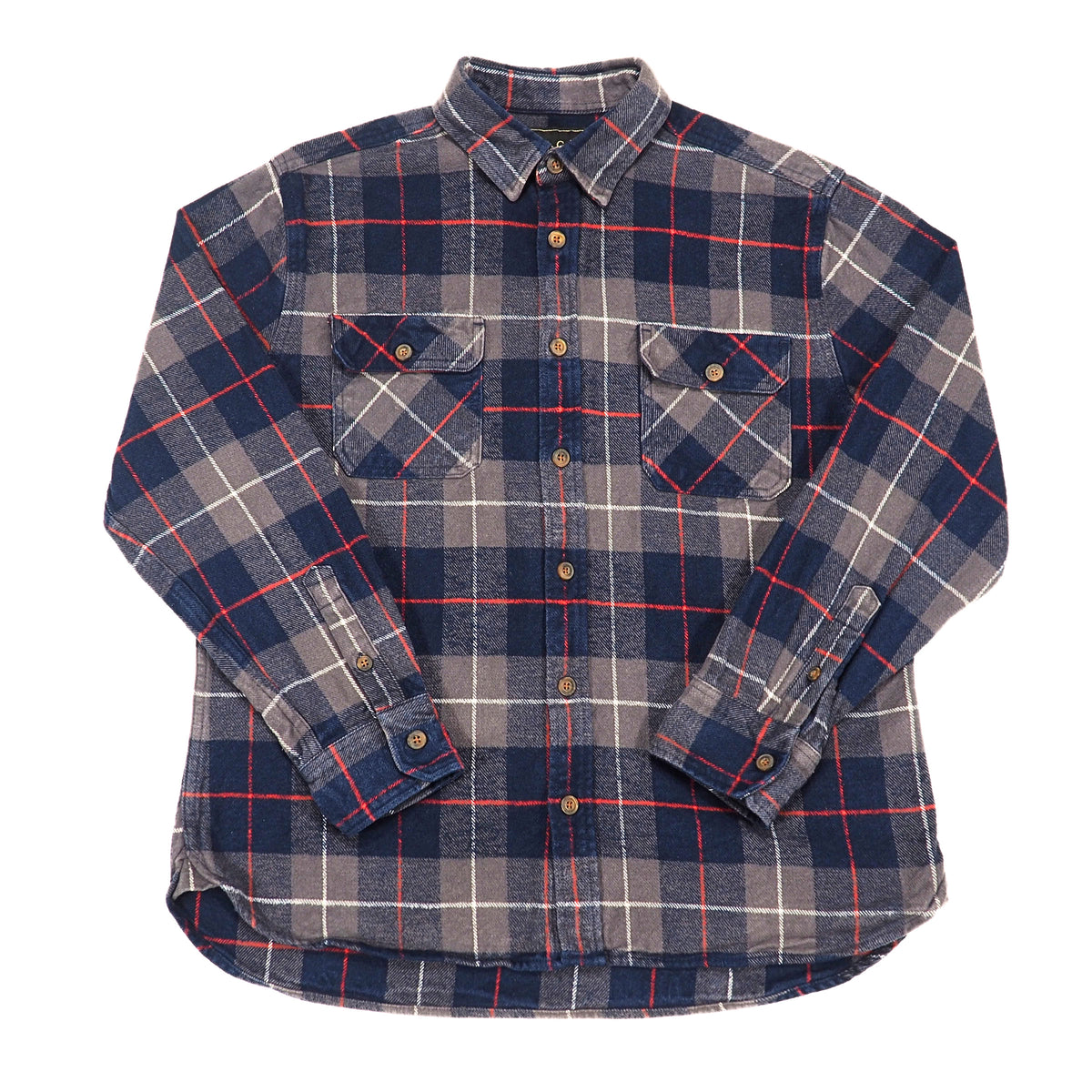 JACHS New York Buffalo Check Flannel Shirt Navy Grey Red L