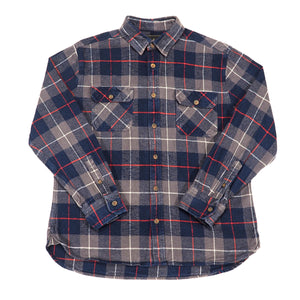 JACHS New York Buffalo Check Flannel Shirt Navy Grey Red L