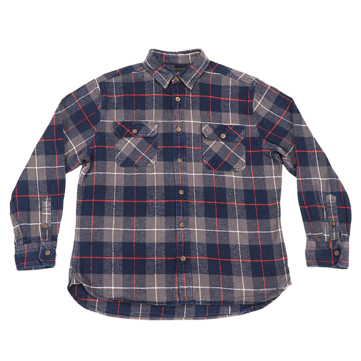 JACHS New York Buffalo Check Flannel Shirt Navy Grey Red L