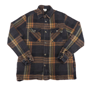 Kolby Plaid Cotton Shirt Chore Jacket Charcoal Rust Tan M fits S