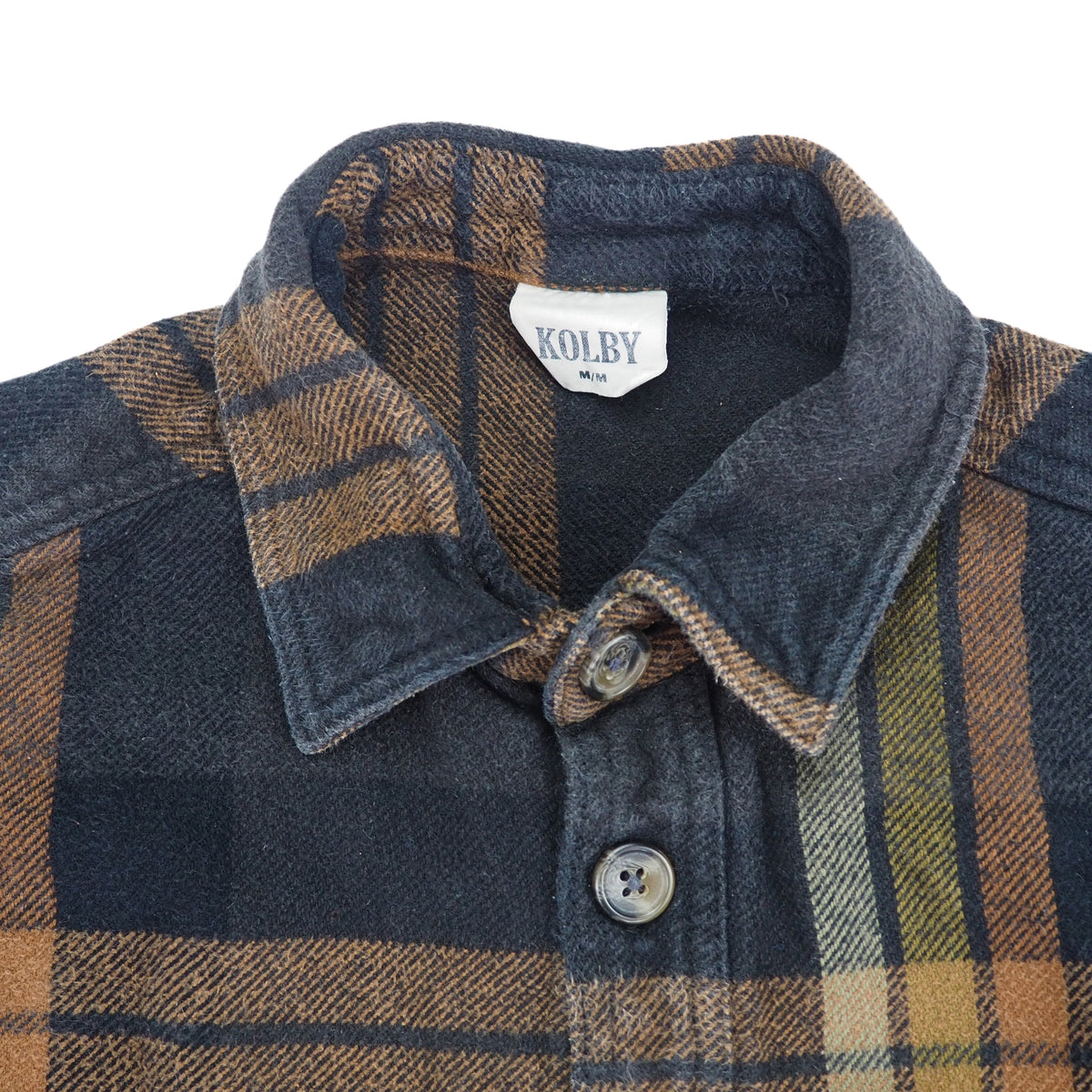 Kolby Plaid Cotton Shirt Chore Jacket Charcoal Rust Tan M fits S
