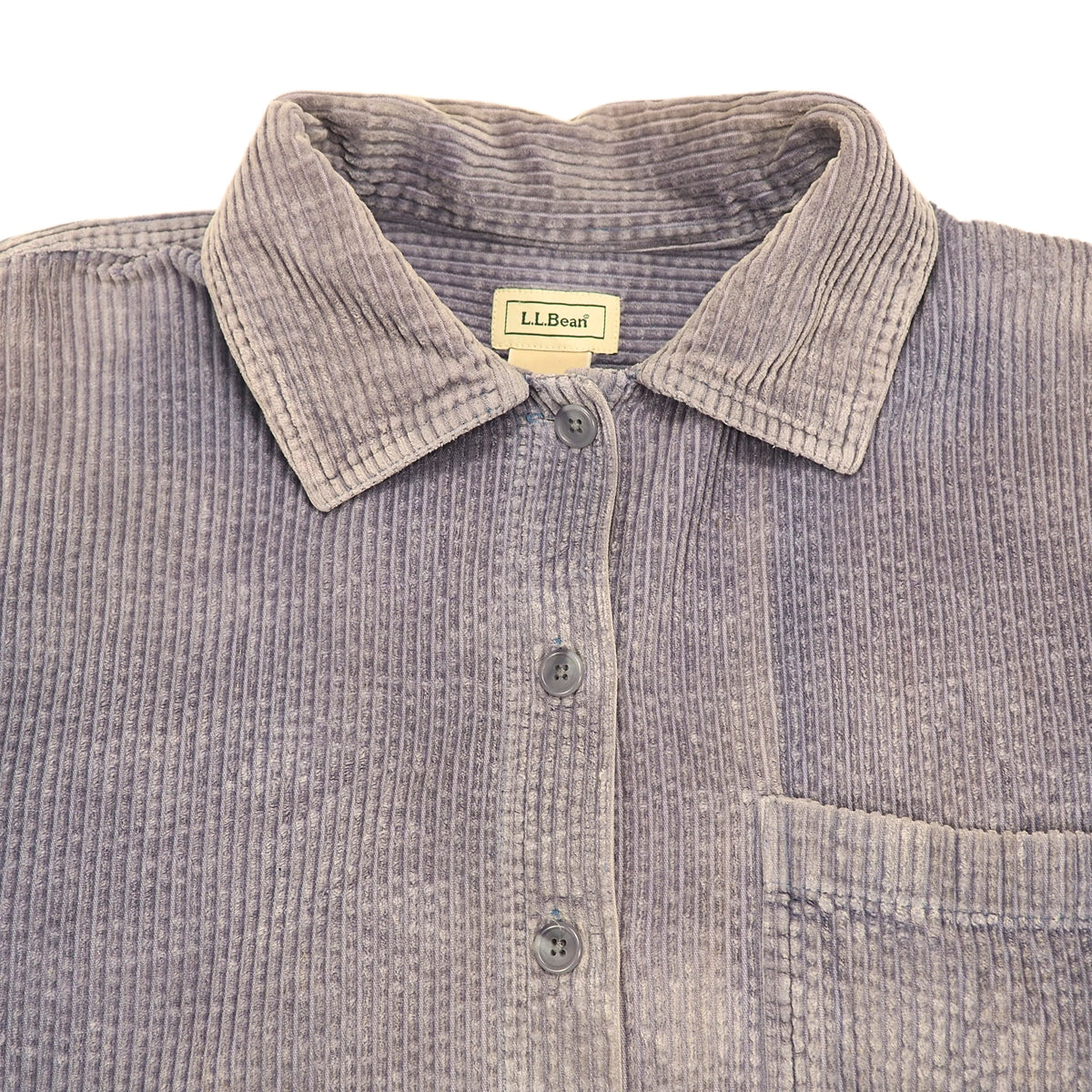 L.L.Bean Wide Wale Corduroy Shirt Faded Slate Blue Grey Womens M