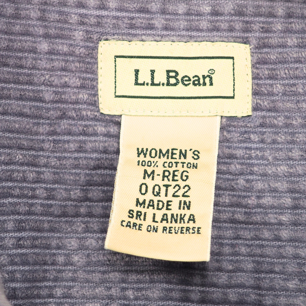 L.L.Bean Wide Wale Corduroy Shirt Faded Slate Blue Grey Womens M