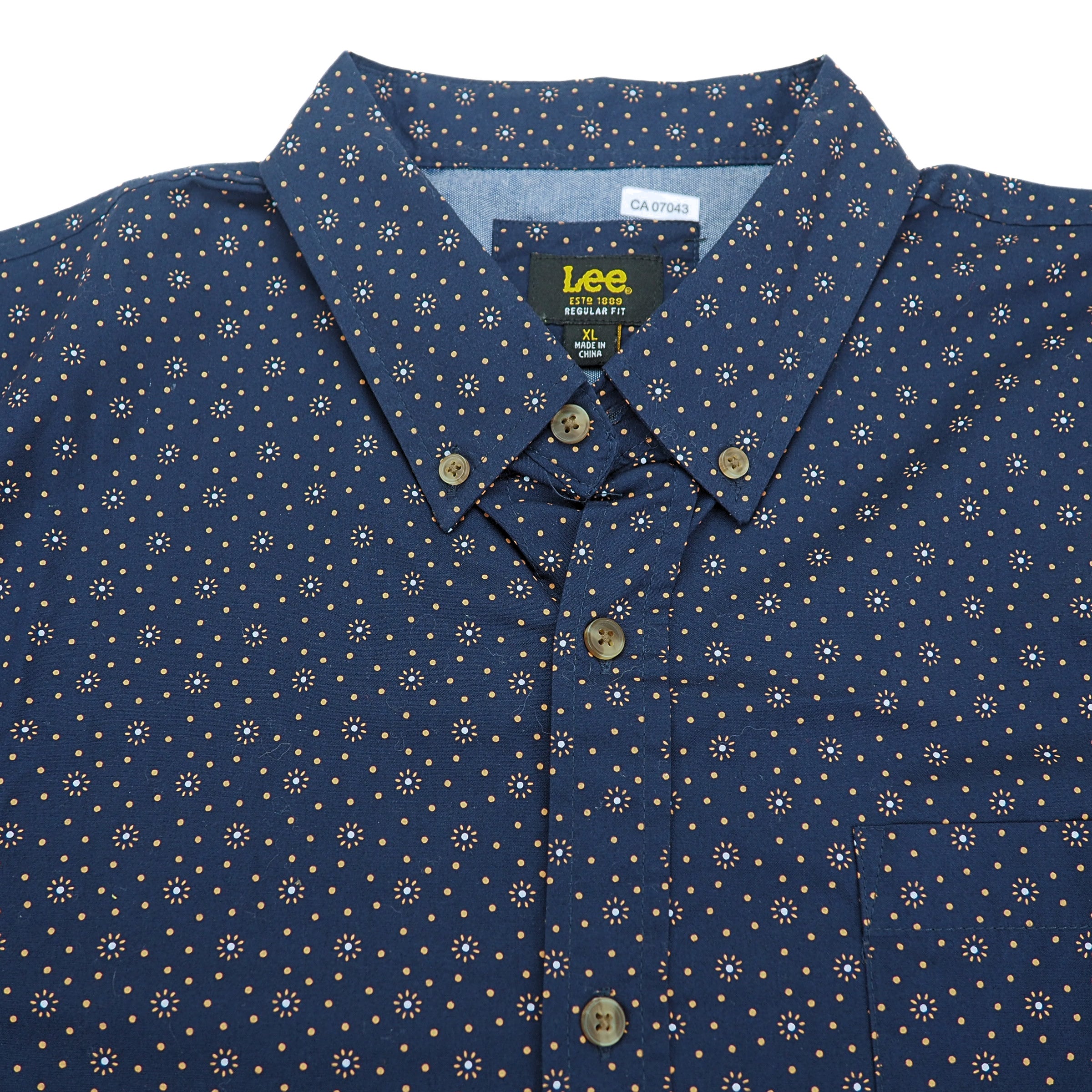 Lee Jeans Polka Dot Patterned Short Sleeved Shirt Navy XL