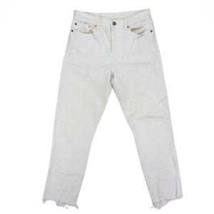 Levi's 501 90s Ankle Jeans White Denim With Frayed Cuffs Vintage W28