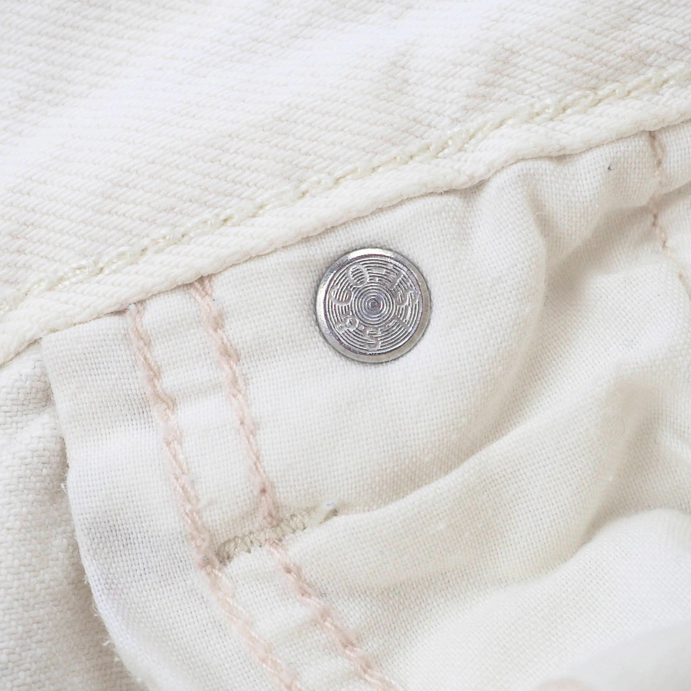 Levi's 501 90s Ankle Jeans White Denim With Frayed Cuffs Vintage W28
