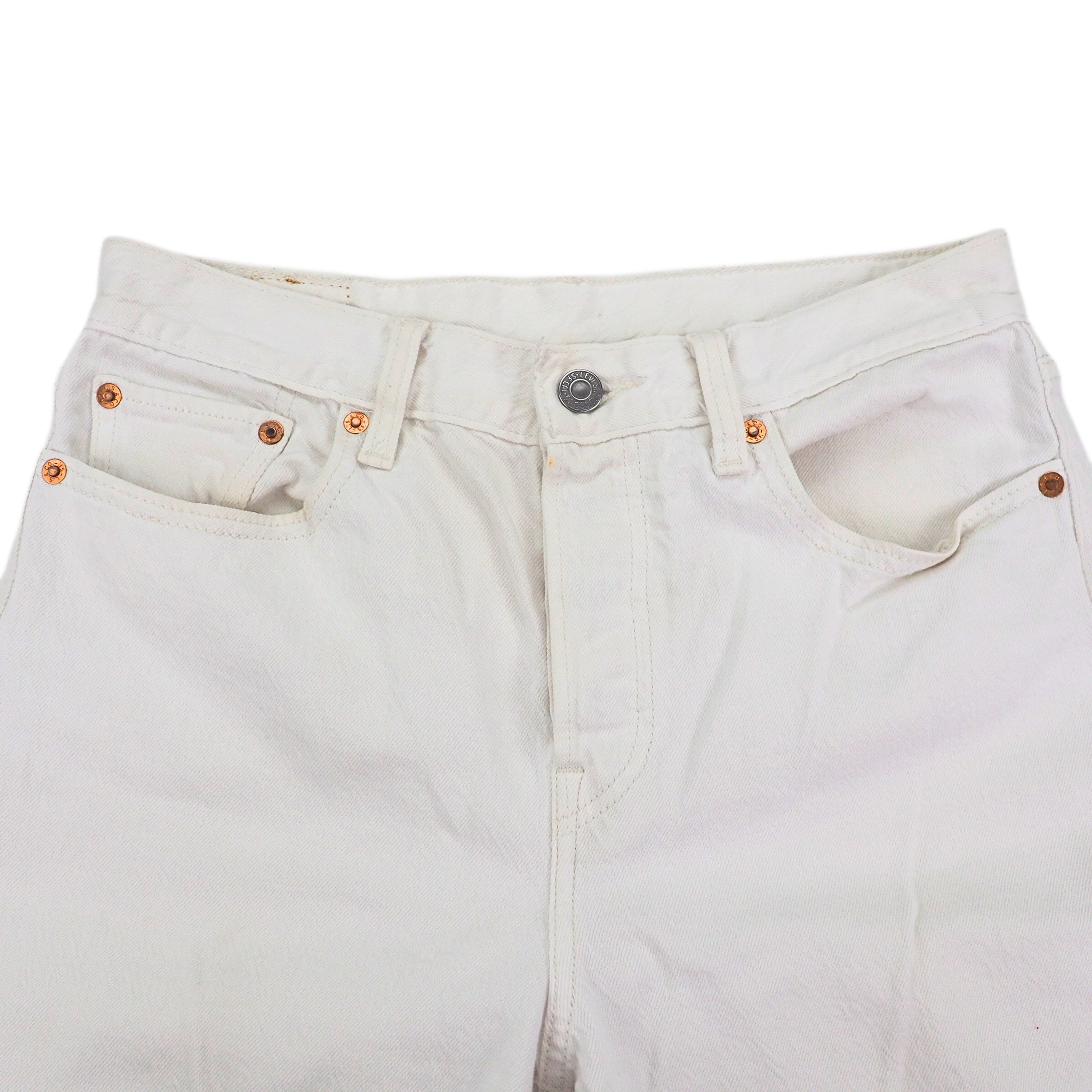 Levi's 501 90s Ankle Jeans White Denim With Frayed Cuffs Vintage W28