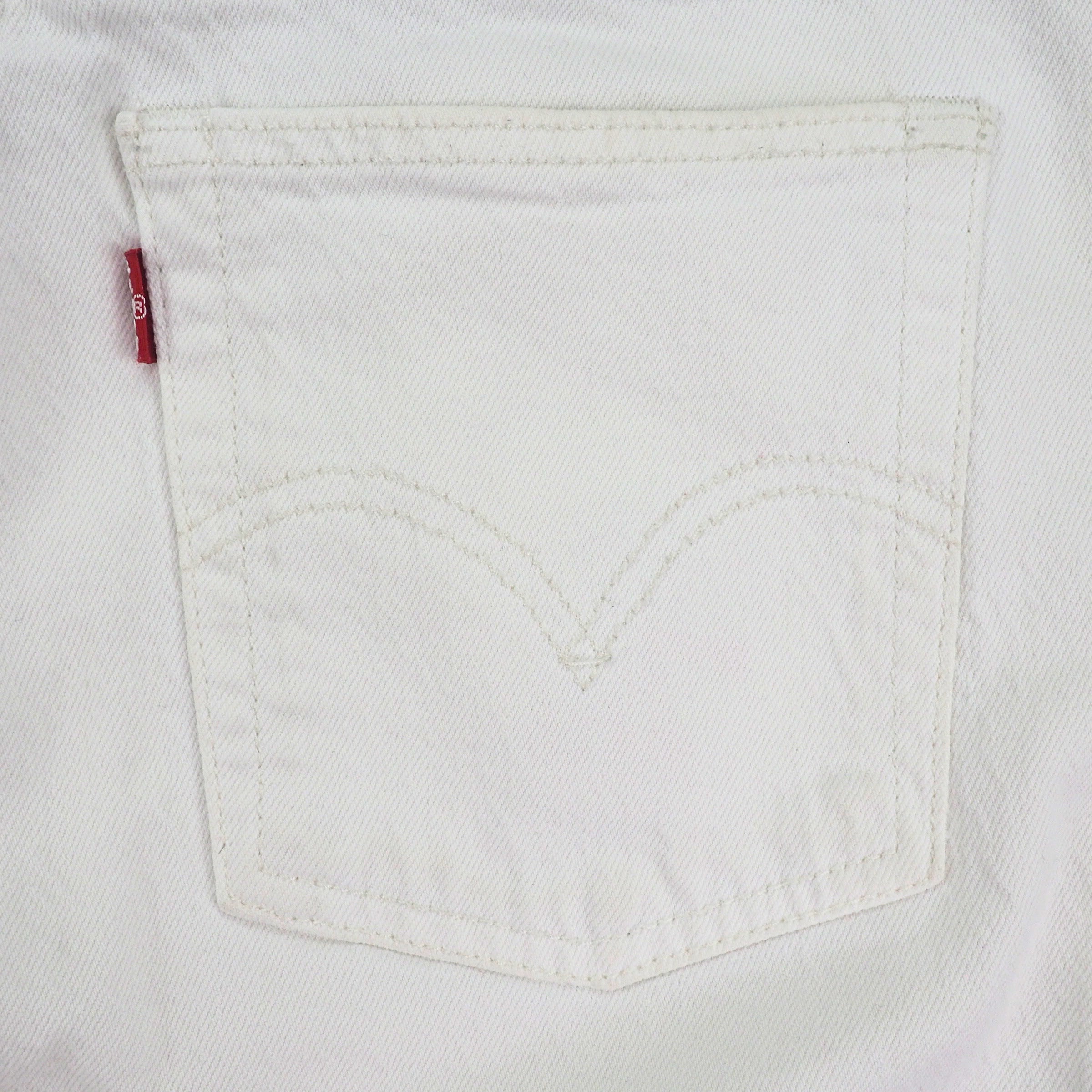Levi's 501 90s Ankle Jeans White Denim With Frayed Cuffs Vintage W28