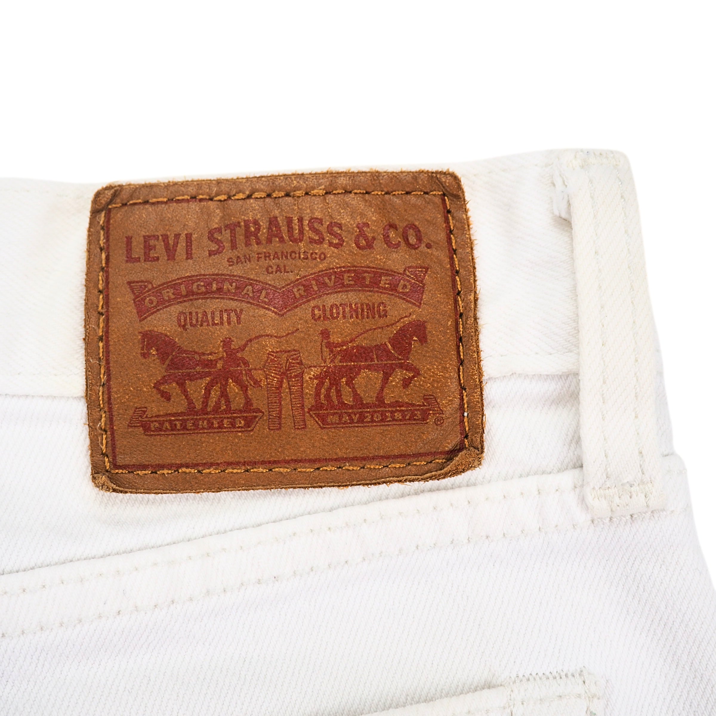 Levi's 501 90s Ankle Jeans White Denim With Frayed Cuffs Vintage W28