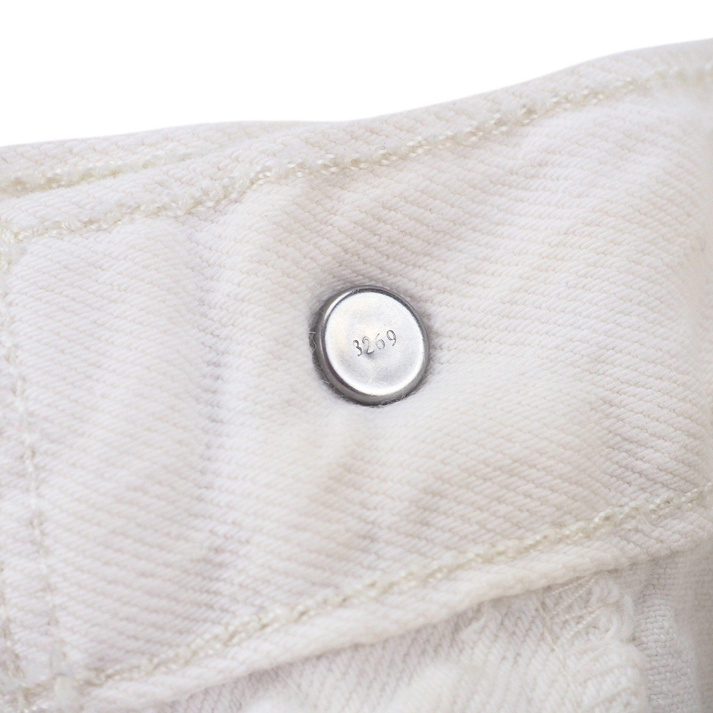 Levi's 501 90s Ankle Jeans White Denim With Frayed Cuffs Vintage W28
