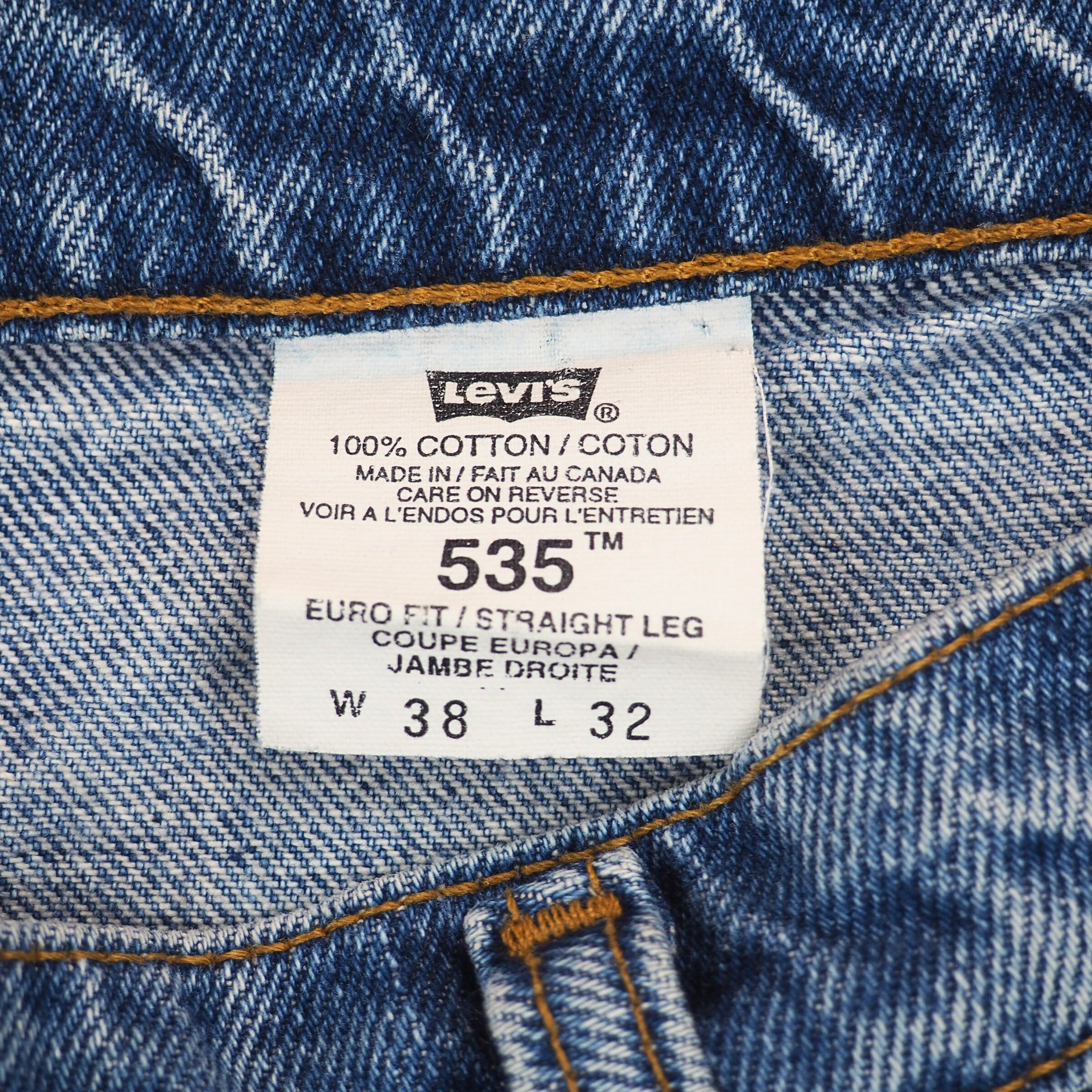 Levi's 535 Red Tab Blue Denim Jeans Authentic 90s Vintage Mens W38 L32