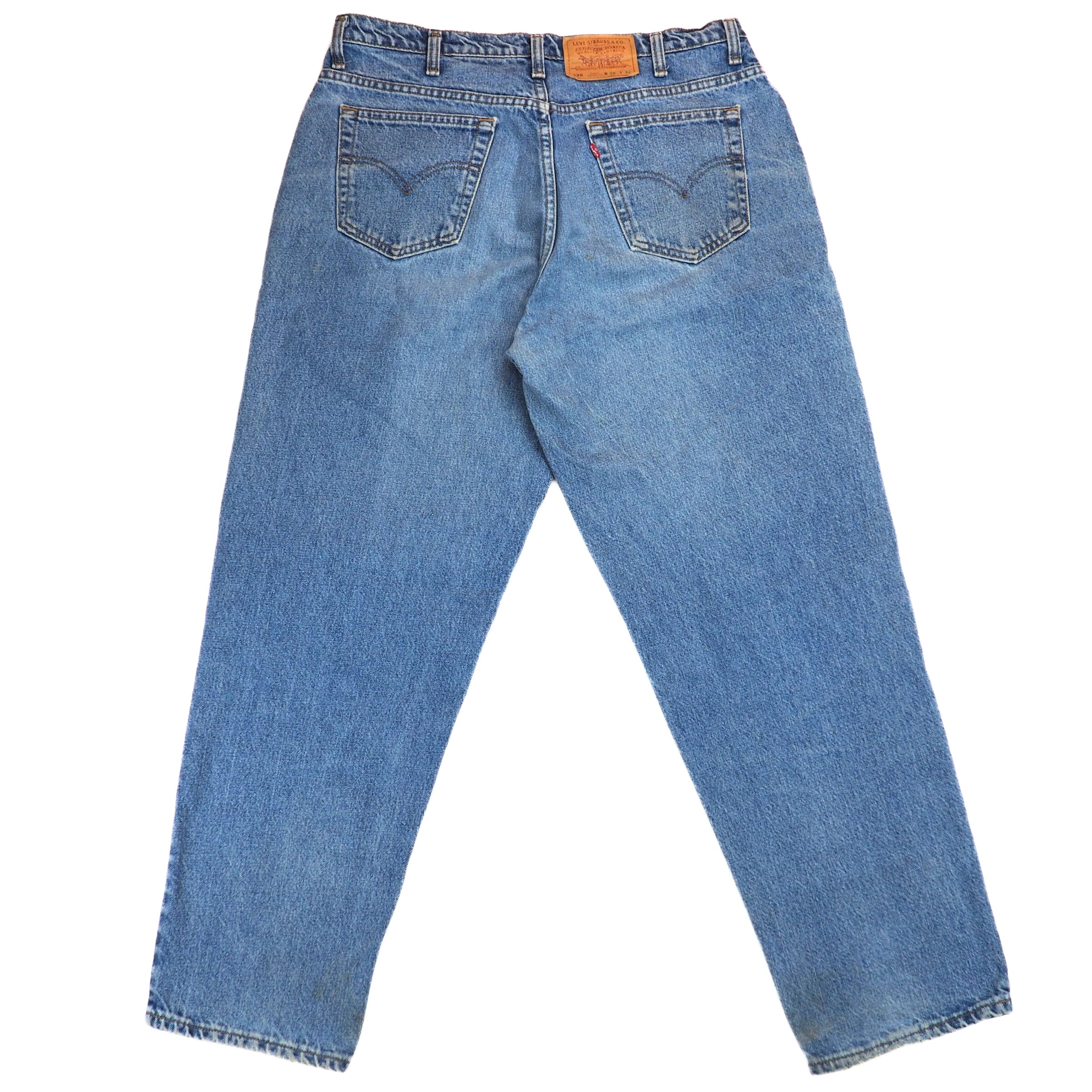 Pair of blue jeans on a white background
