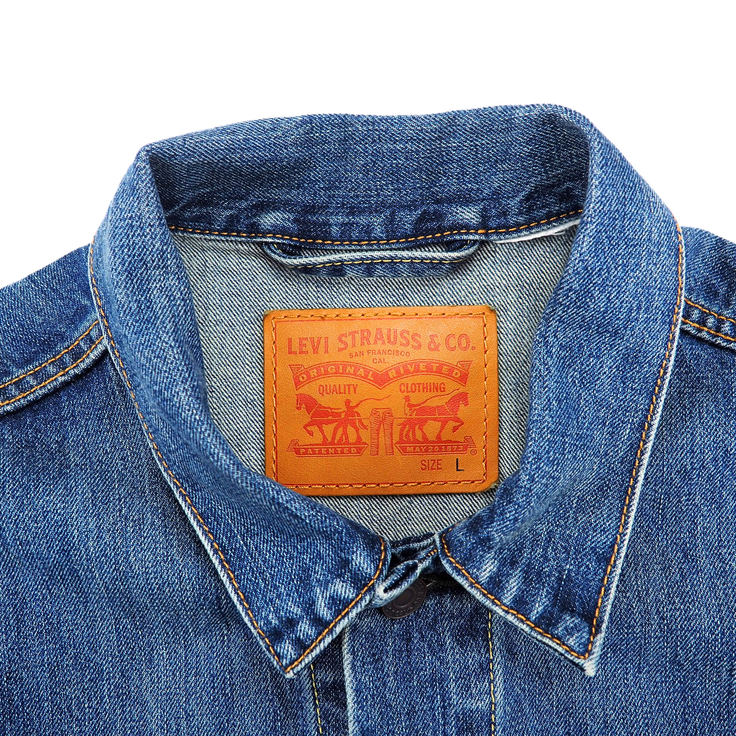 Levi's Red Tab Premium Retail Denim Trucker Jacket Faded Indigo Washed Denim 00s 10s L