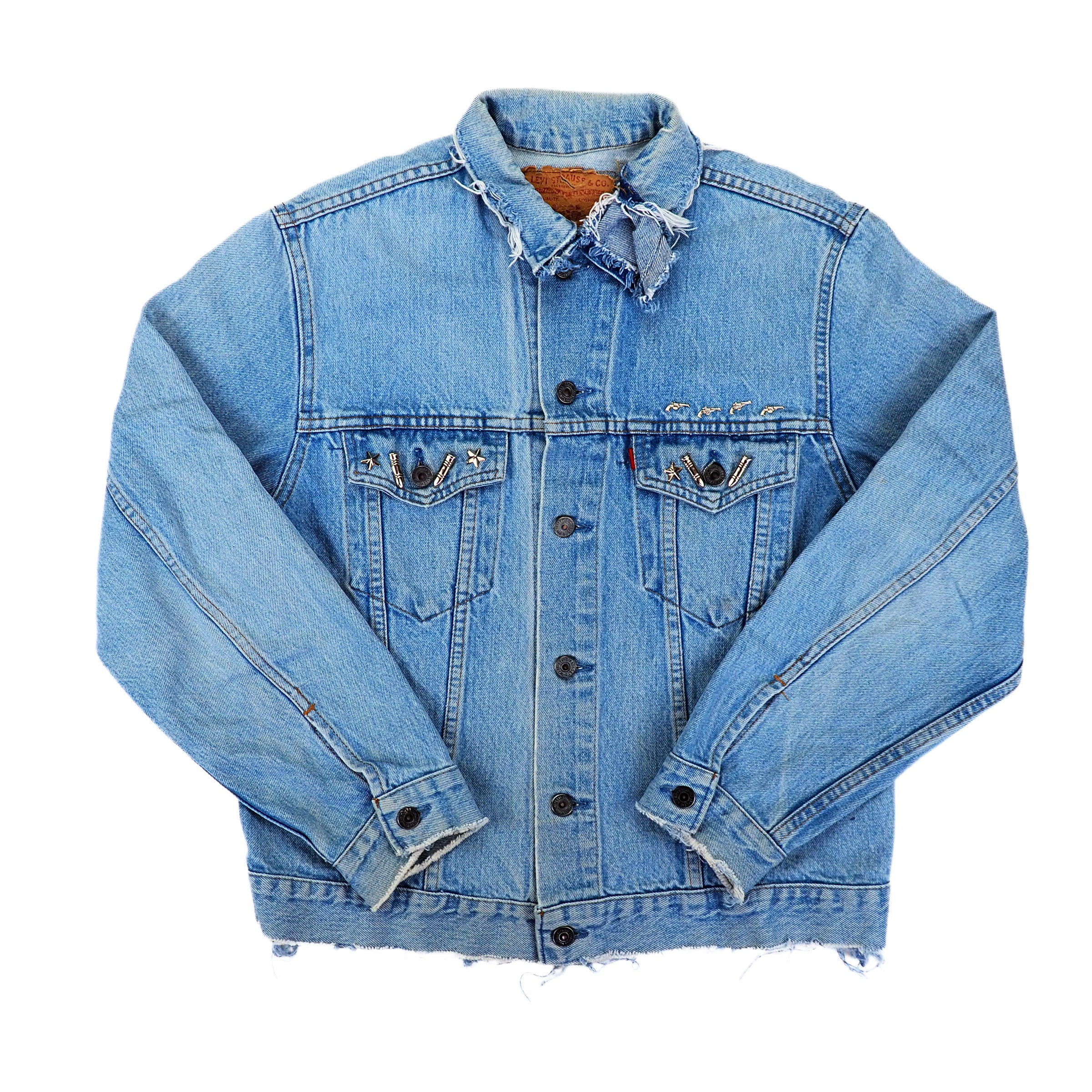 Levi's Type III Trucker Denim Jean Jacket Distressed Custom Vintage 80s 42 Large