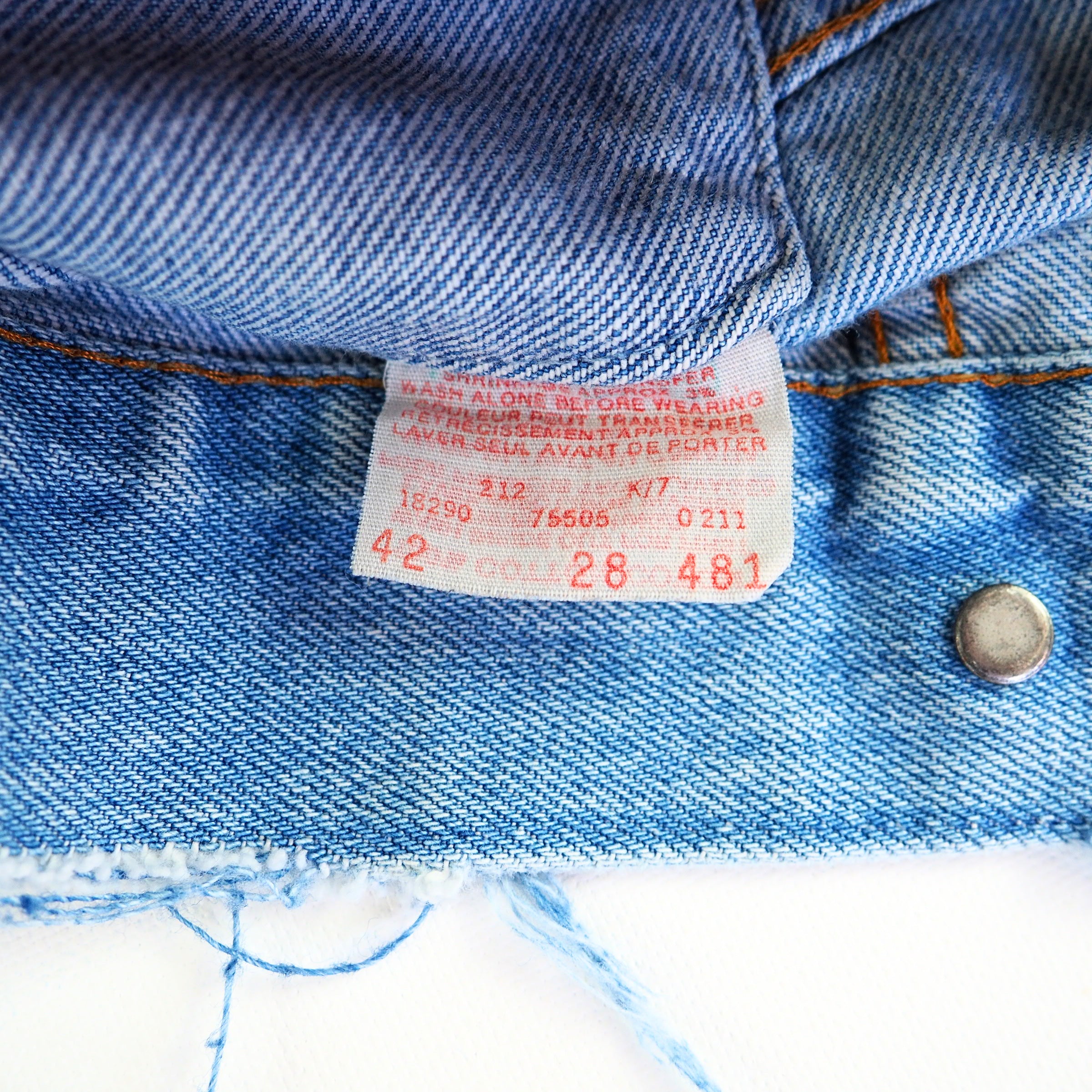 Levi's Type III Trucker Denim Jean Jacket Distressed Custom Vintage 80s 42 Large