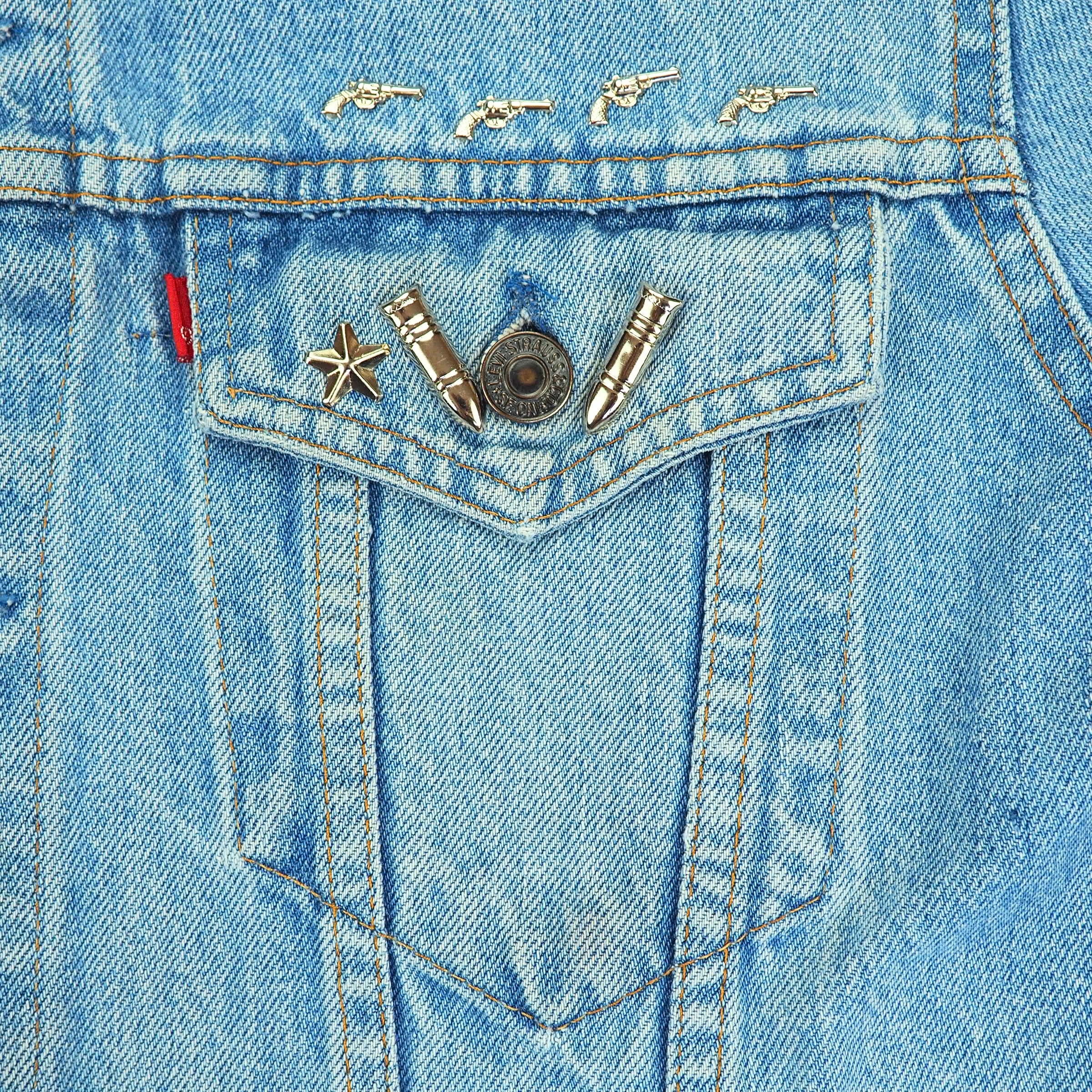 Levi's Type III Trucker Denim Jean Jacket Distressed Custom Vintage 80s 42 Large