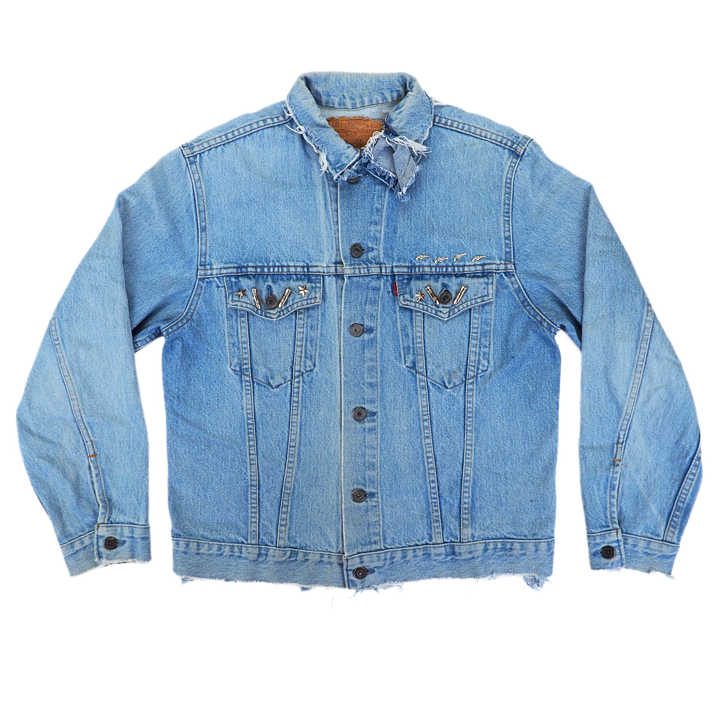 Levi's Type III Trucker Denim Jean Jacket Distressed Custom Vintage 80s 42 Large