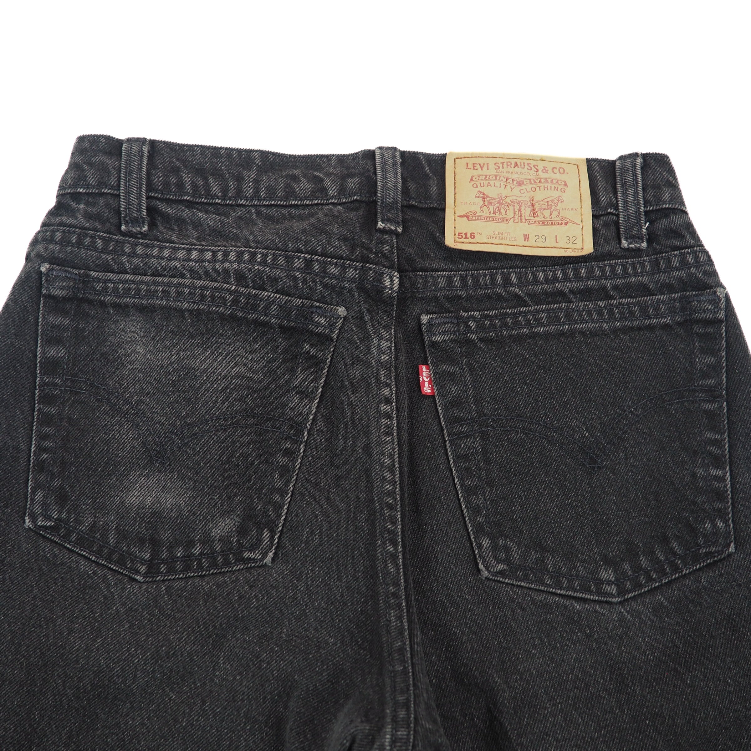 Levi's 516 Red Tab Black Denim Jeans Authentic 90s Vintage Mens W29 L32