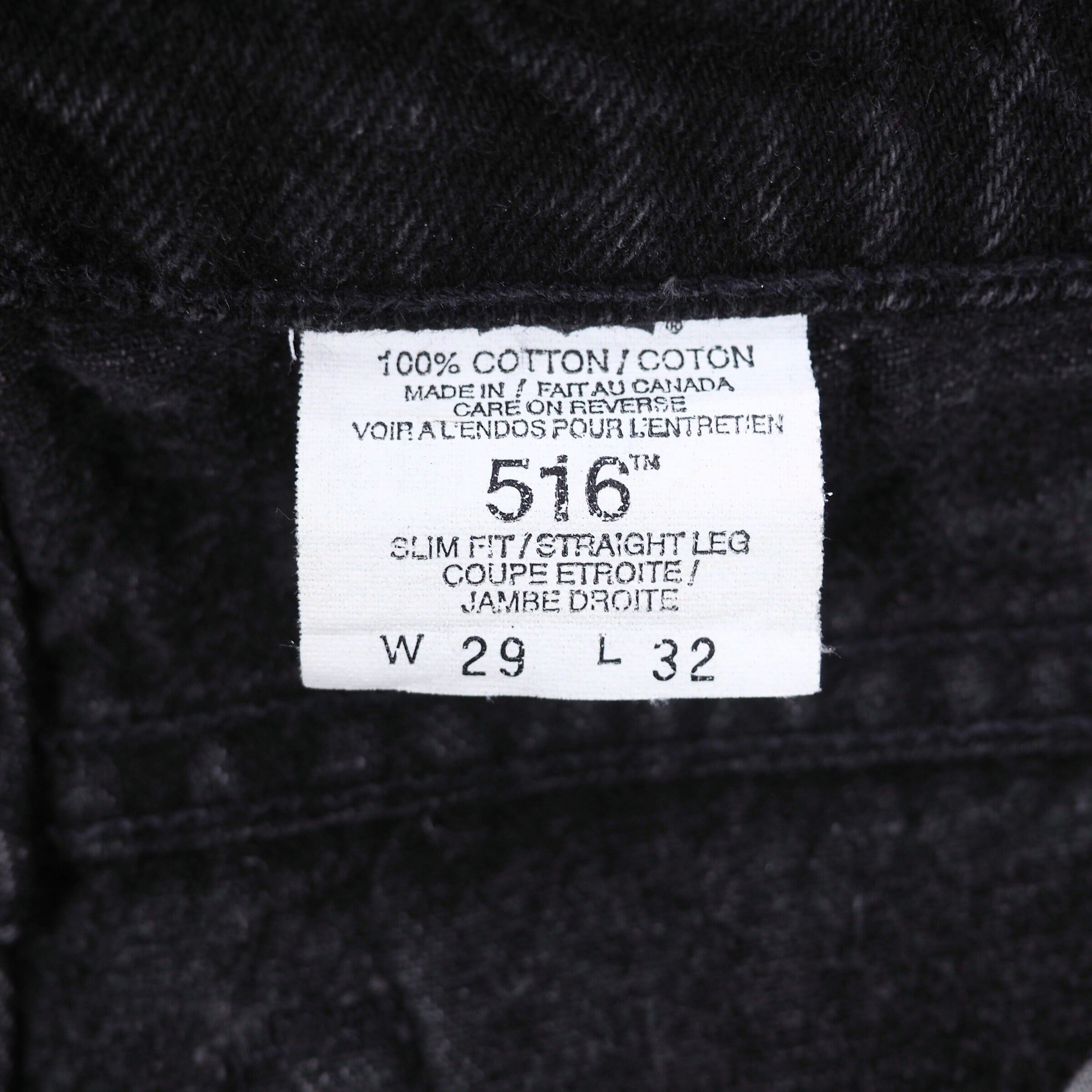 Levi's 516 Red Tab Black Denim Jeans Authentic 90s Vintage Mens W29 L32