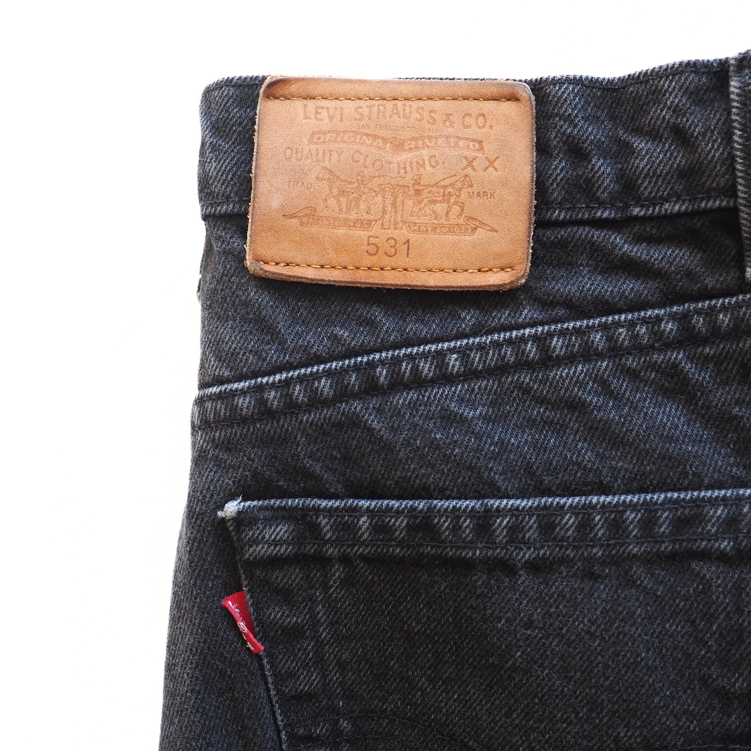Levi's 531 Red Tab Black Denim Jeans Authentic 90s Vintage Mens W30 L34