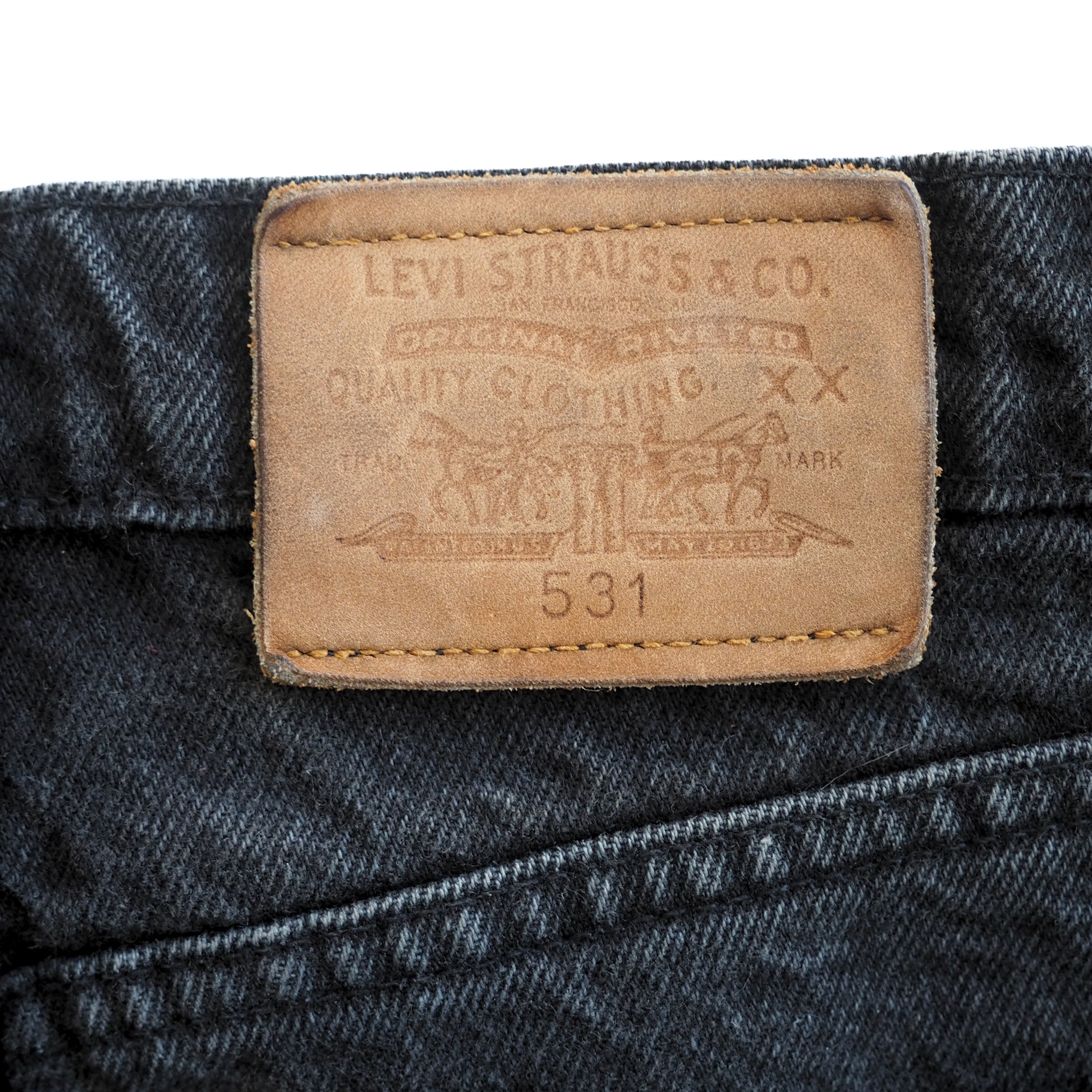 Levi's 531 Red Tab Black Denim Jeans Authentic 90s Vintage Mens W30 L34