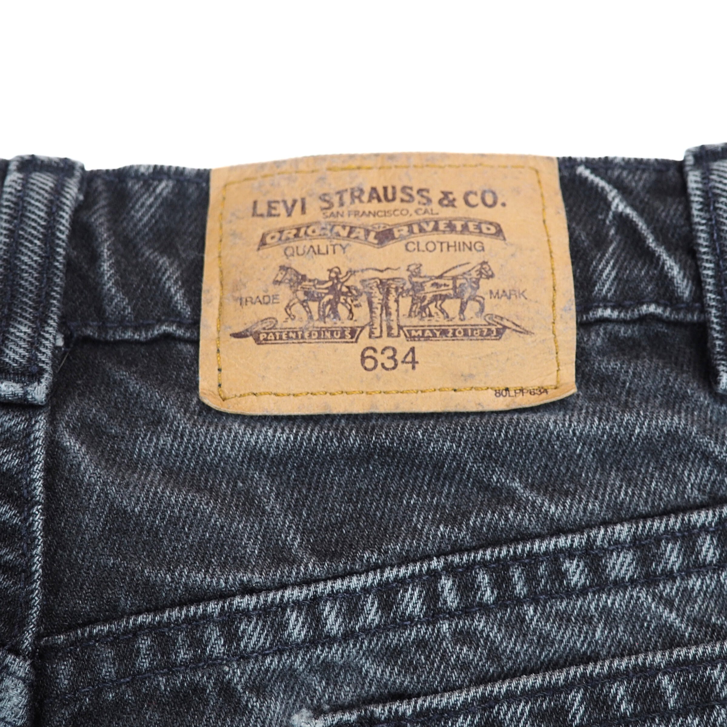 Levi Strauss & Co. label on a pair of jeans with '634' size tag.