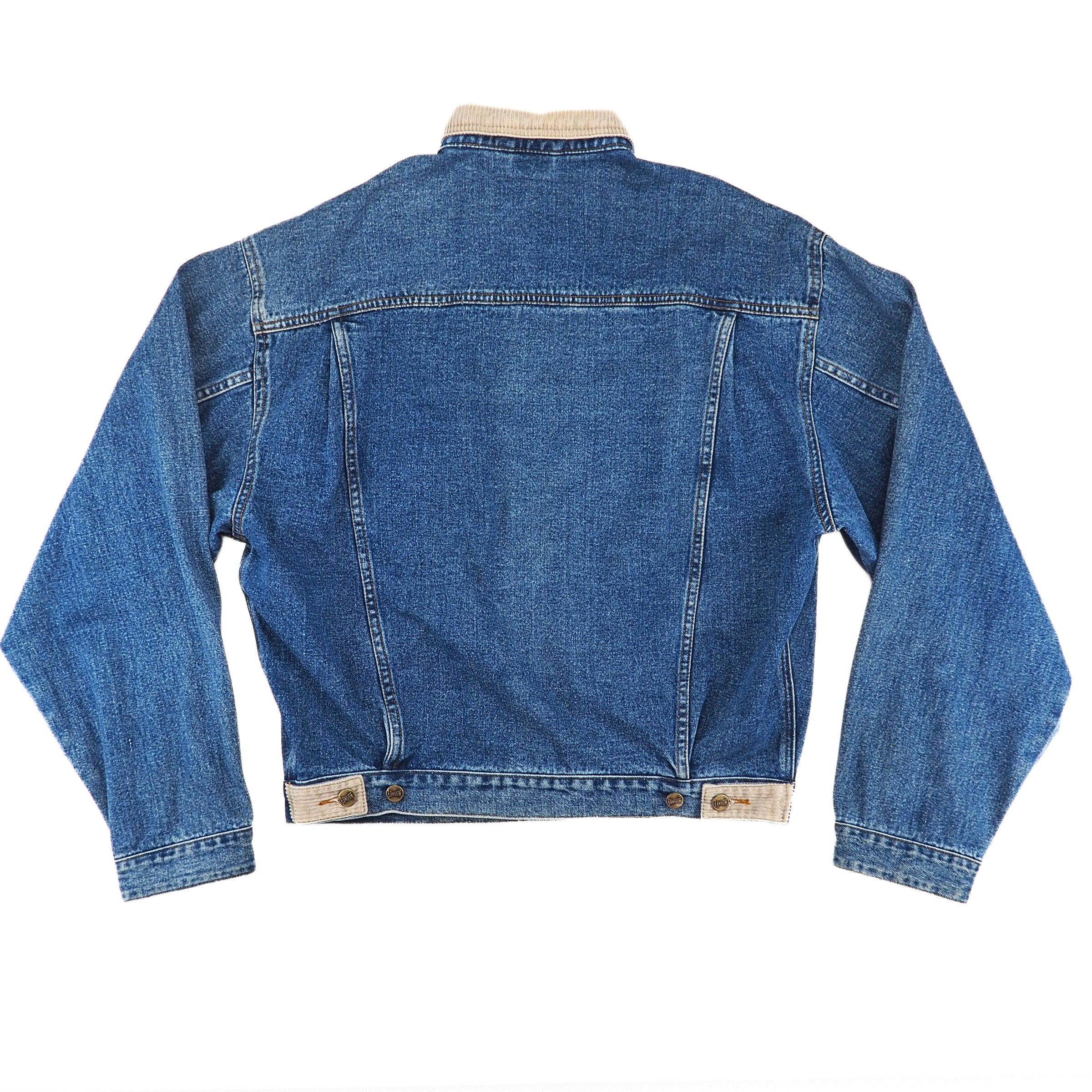 Linson Denim Trucker Jacket with Corduroy Collar & Cuffs Vintage 90s Large