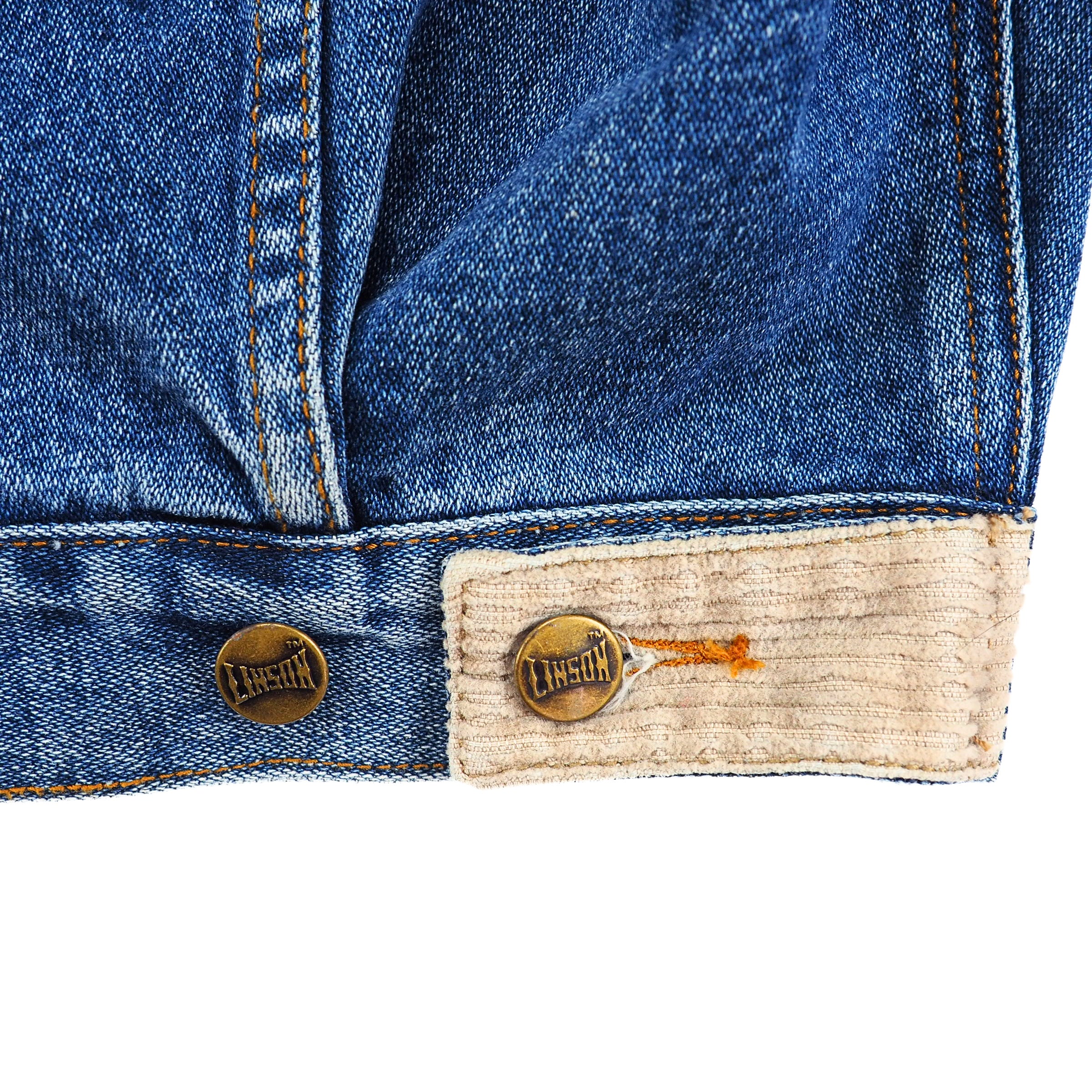 Linson Denim Trucker Jacket with Corduroy Collar & Cuffs Vintage 90s Large