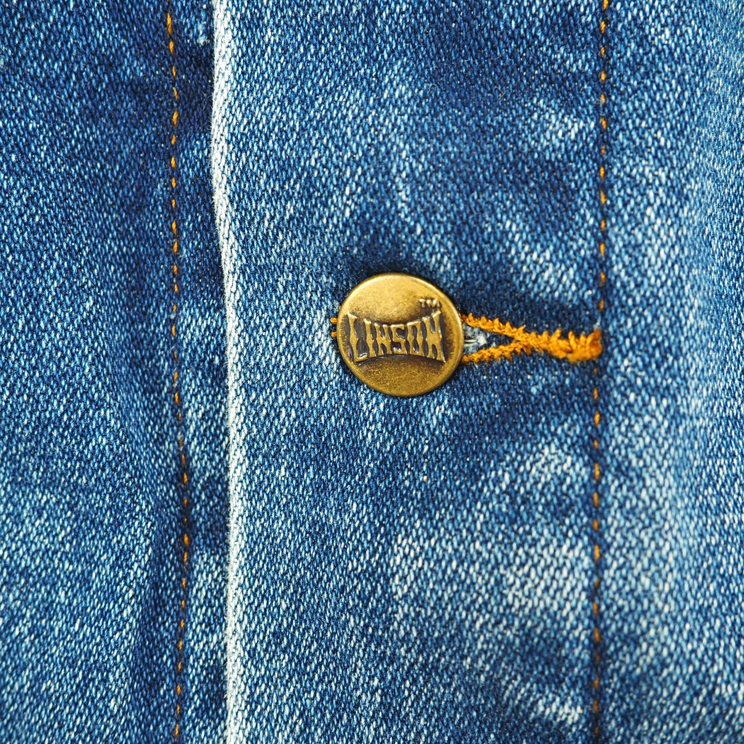 Linson Denim Trucker Jacket with Corduroy Collar & Cuffs Vintage 90s Large