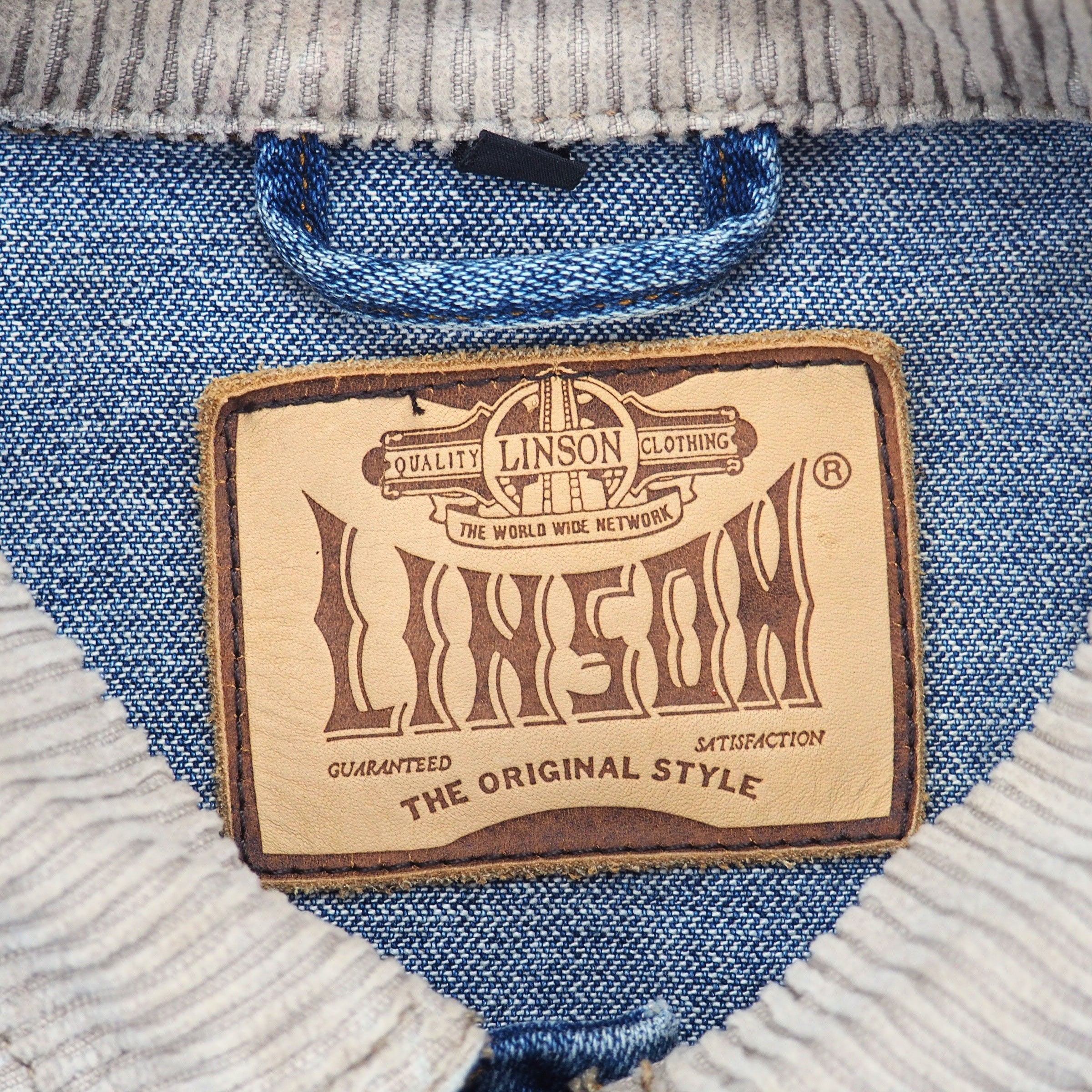 Linson Denim Trucker Jacket with Corduroy Collar & Cuffs Vintage 90s Large
