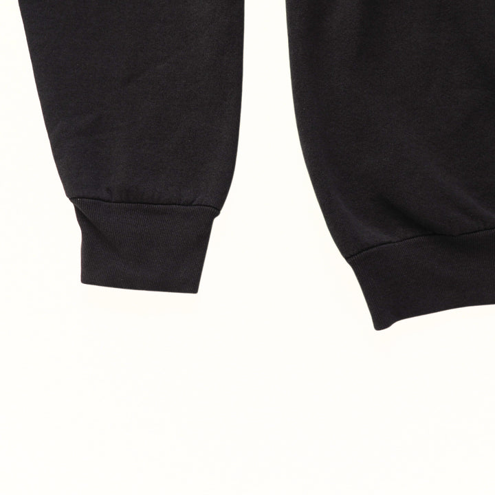 Close-up of black sweatshirt cuffs on a white background