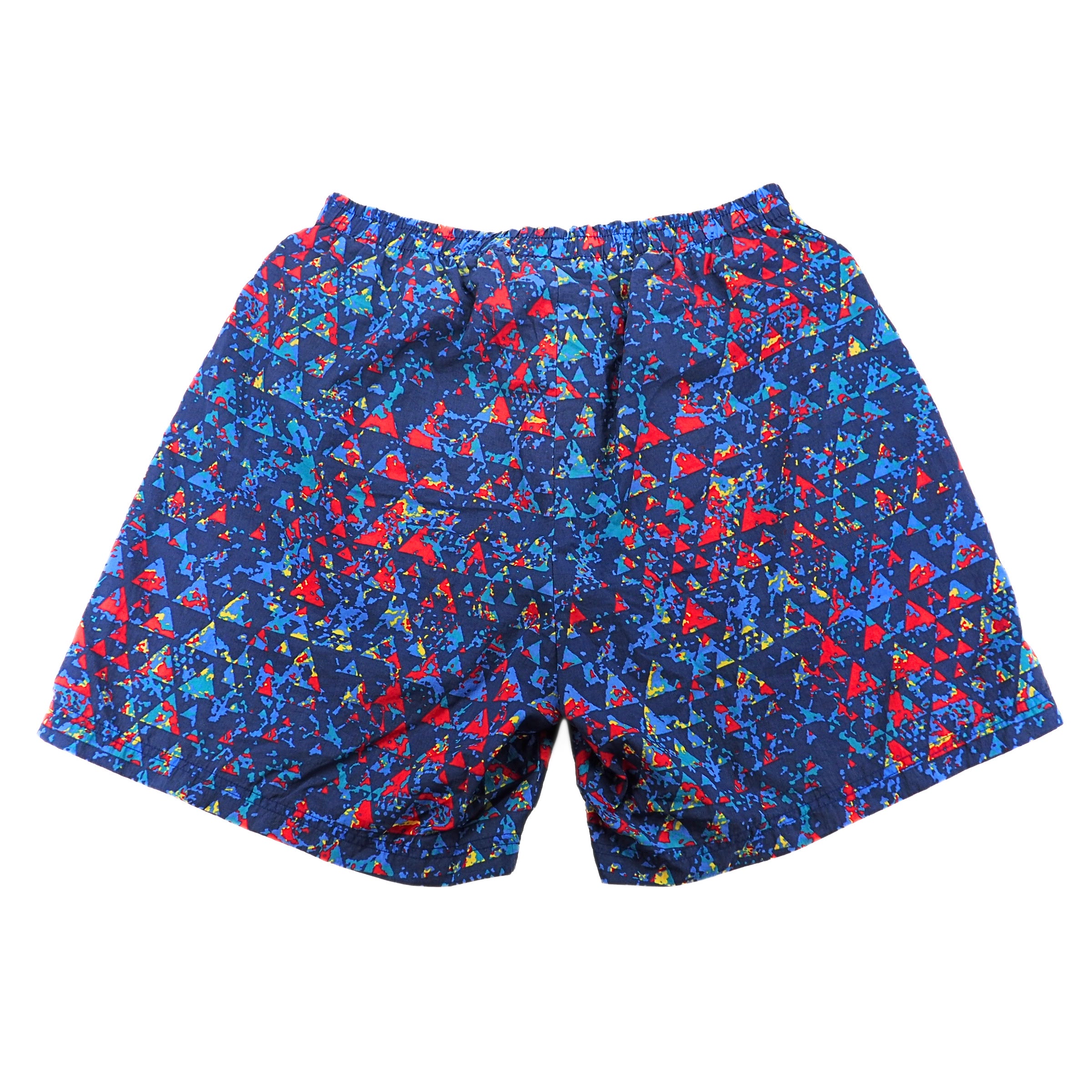 Colorful patterned shorts on a white background