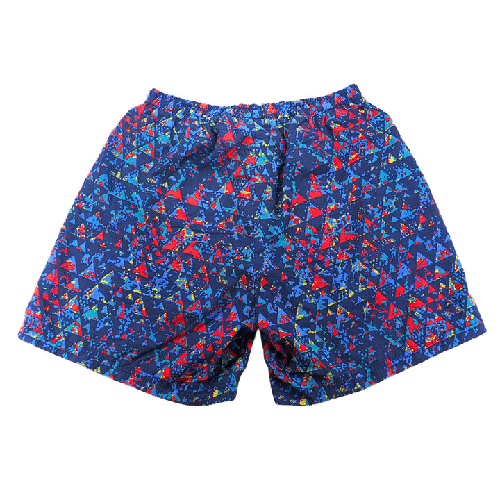 Colorful patterned shorts on a white background