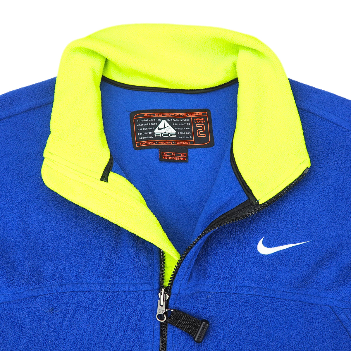 Nike ACG Vintage Therma-FIT Layer 2 Fleece Vest Royal Blue Volt XL