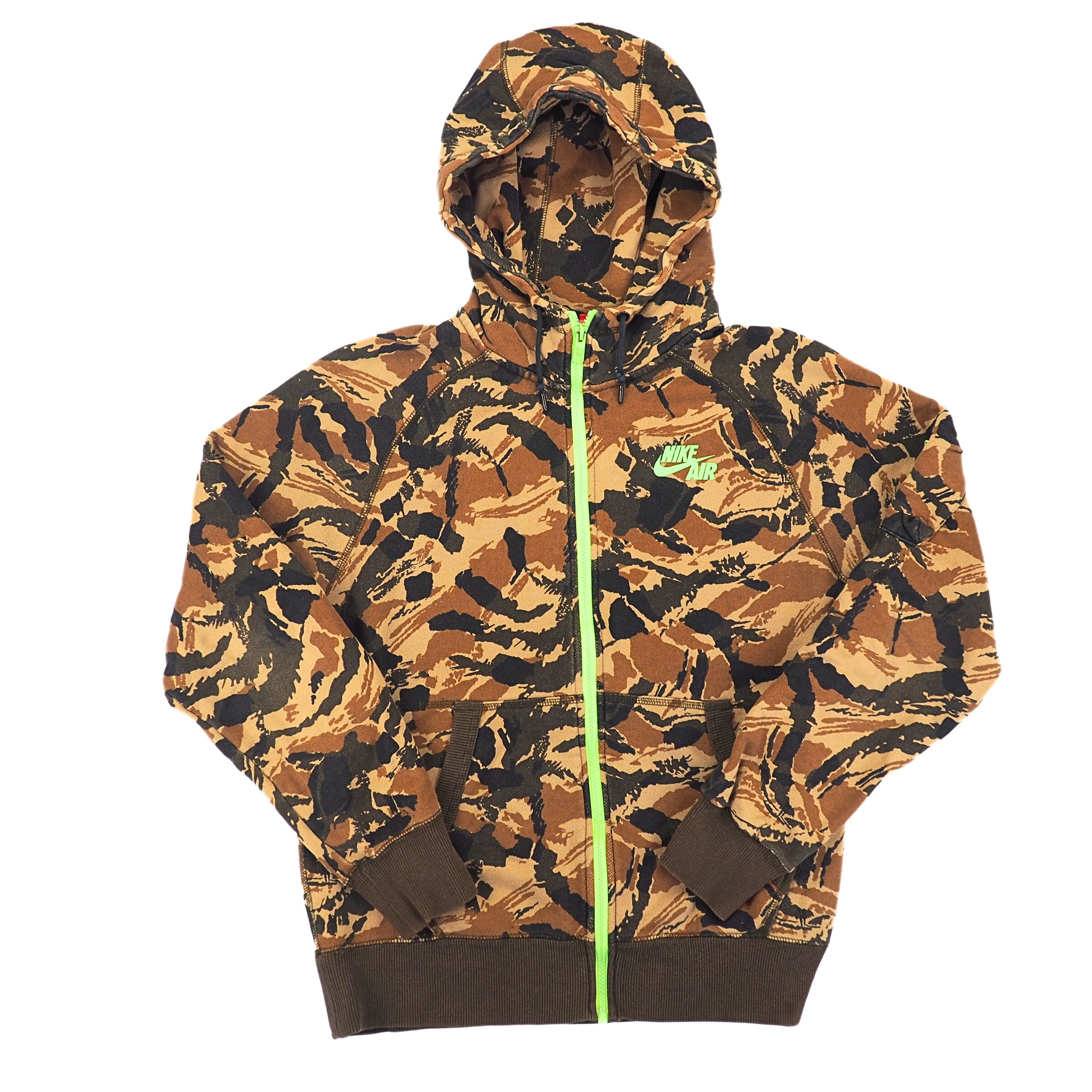 Nike Air Heritage Full-Zip Desert Camo Hoodie Dark Loden Flash Lime 547118-320 Mens Large