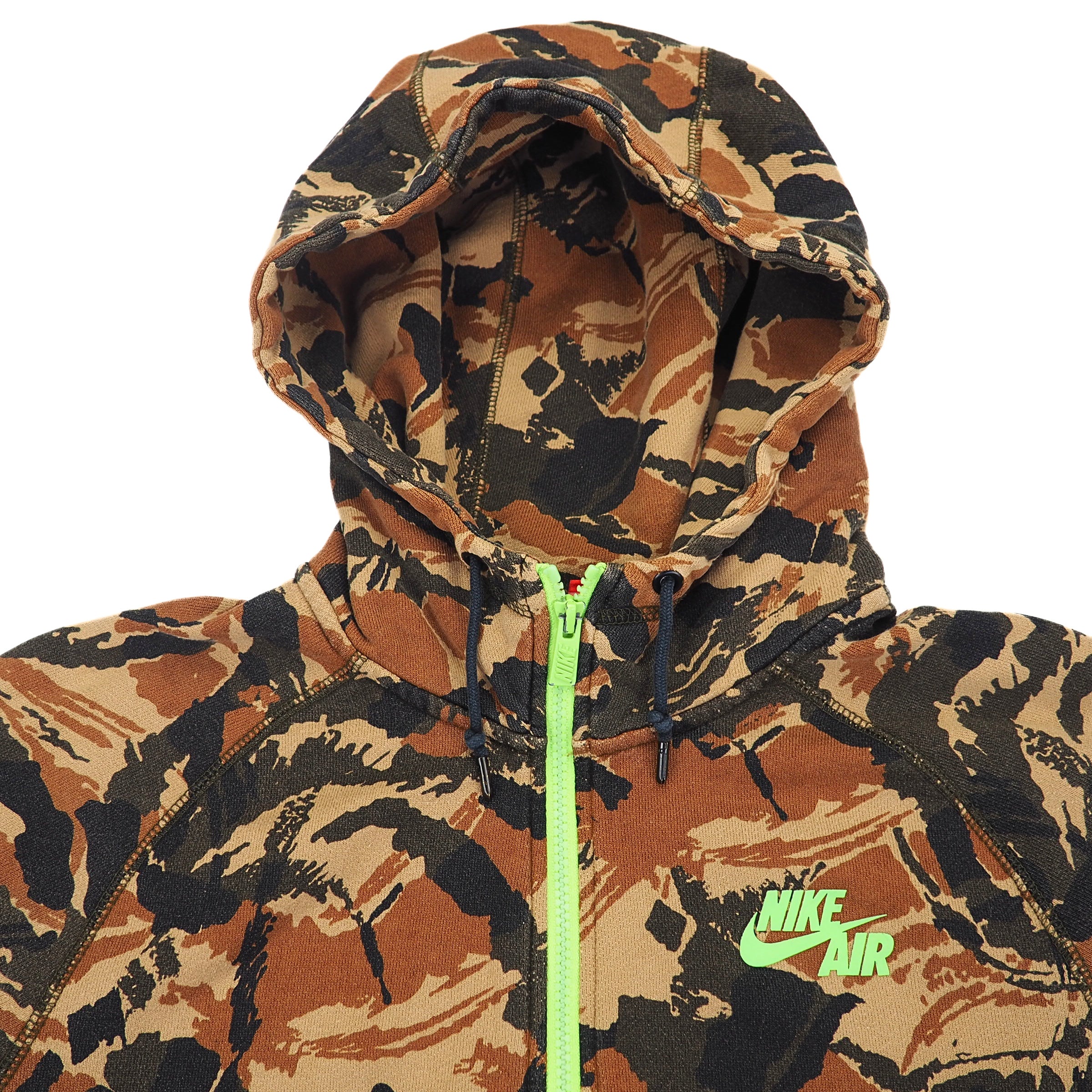Nike Air Heritage Full-Zip Desert Camo Hoodie Dark Loden Flash Lime 547118-320 Mens Large