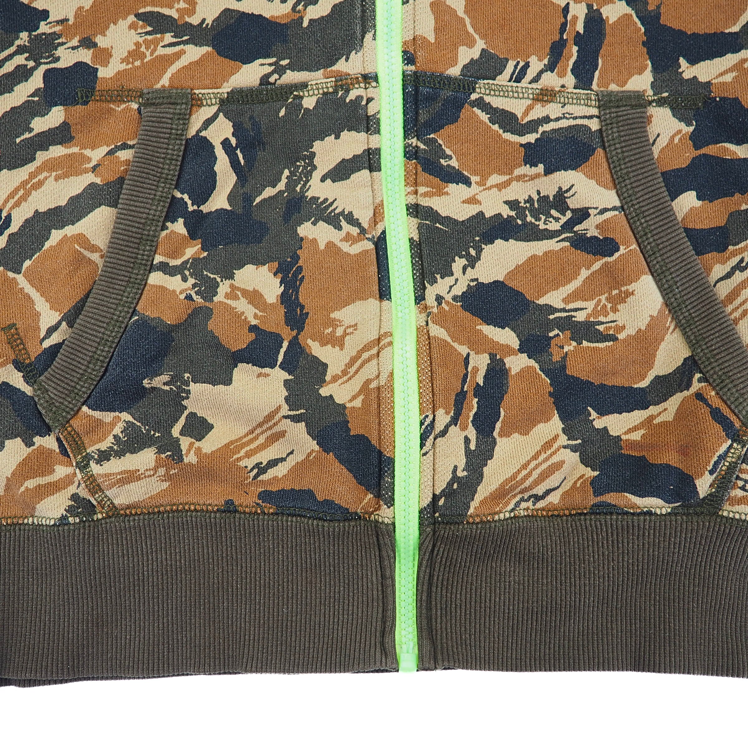 Nike Air Heritage Full-Zip Desert Camo Hoodie Dark Loden Flash Lime 547118-320 Mens Large