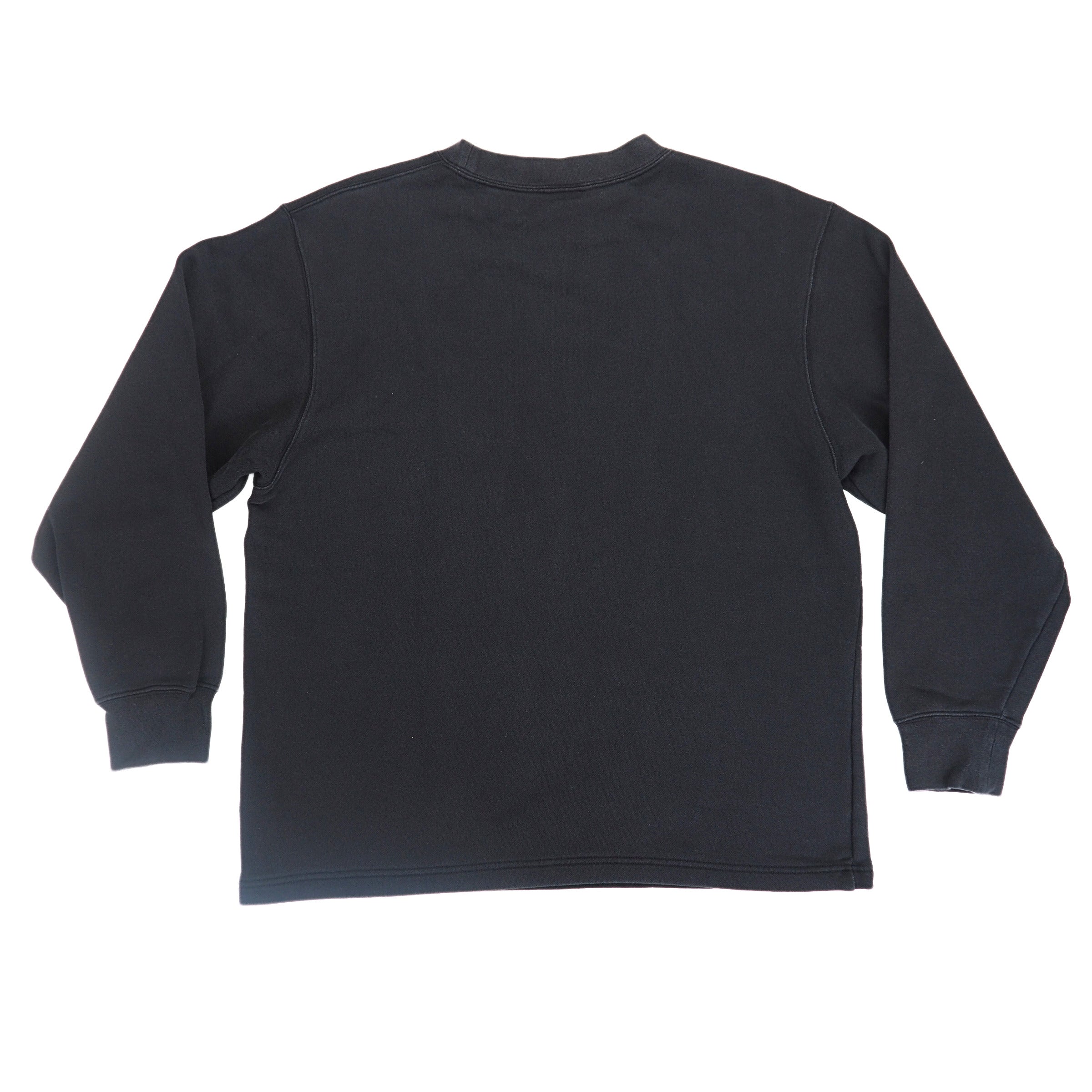 Back view of a black crewneck sweatshirt