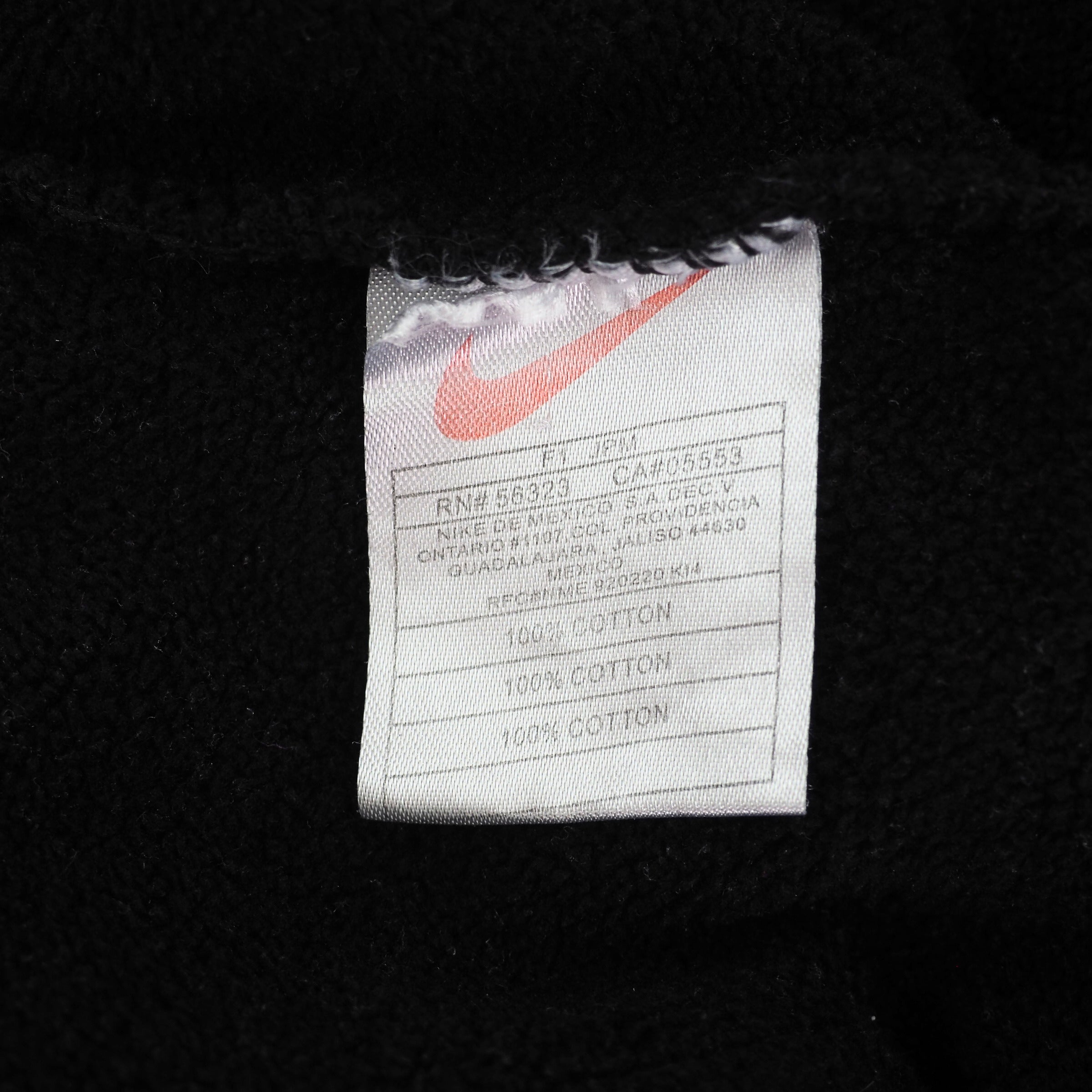 Nike Center Mini Swoosh Hoodie 100% Cotton Fleece Vintage Y2K Black Tag XL - Not Faded