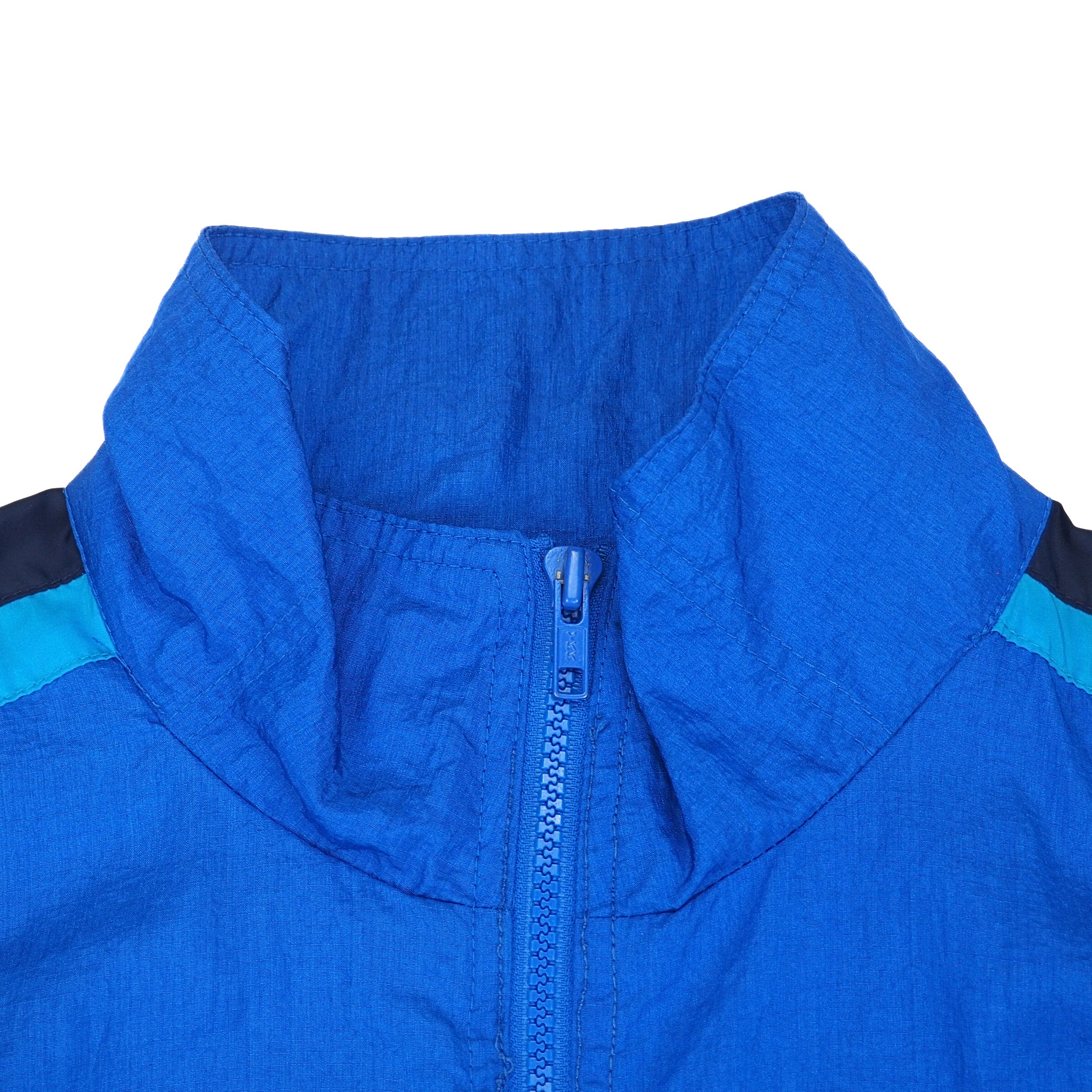 Nike Crepe Runners Windbreaker Jacket Neon Blue Yellow Vintage 80s 90s Medium