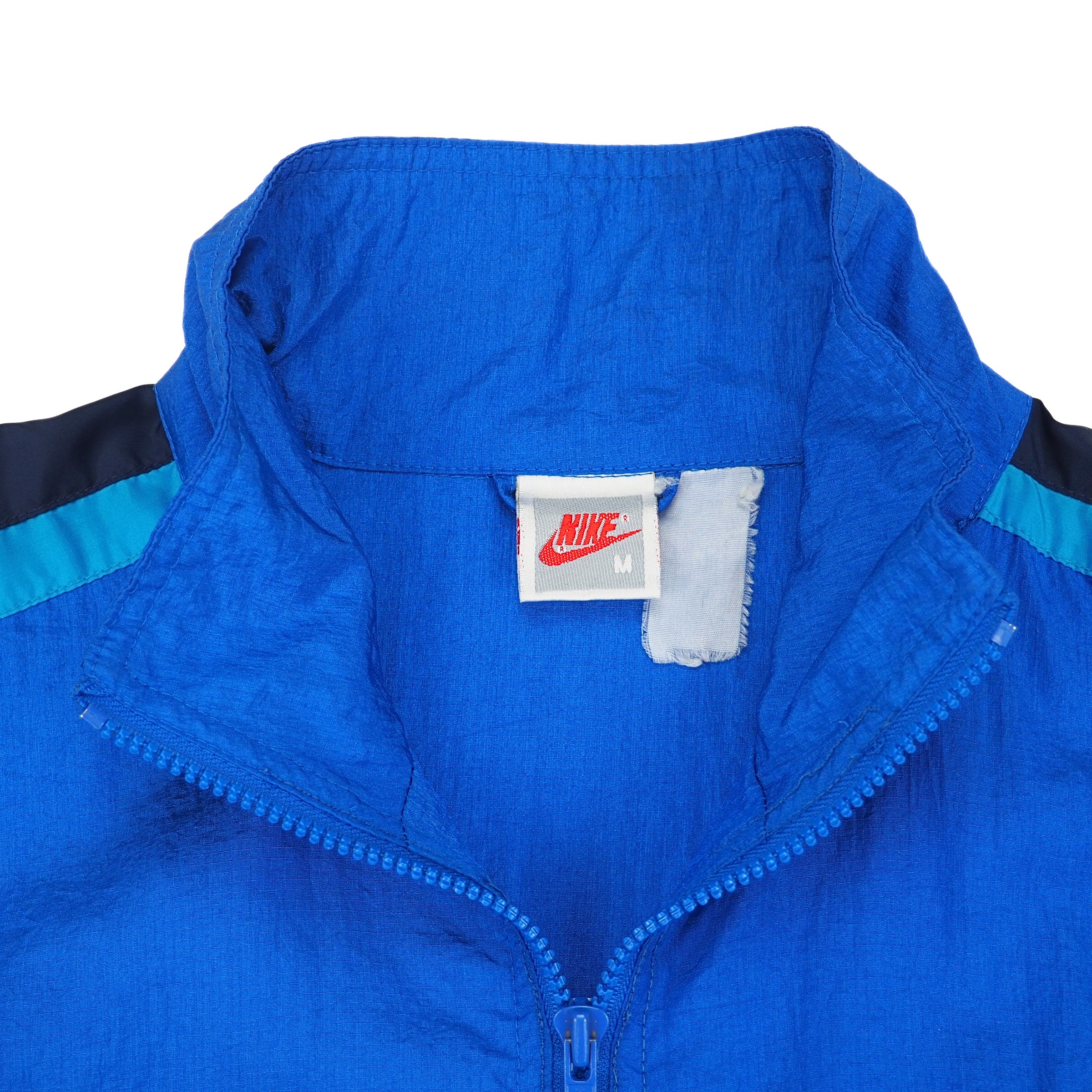 Nike Crepe Runners Windbreaker Jacket Neon Blue Yellow Vintage 80s 90s Medium