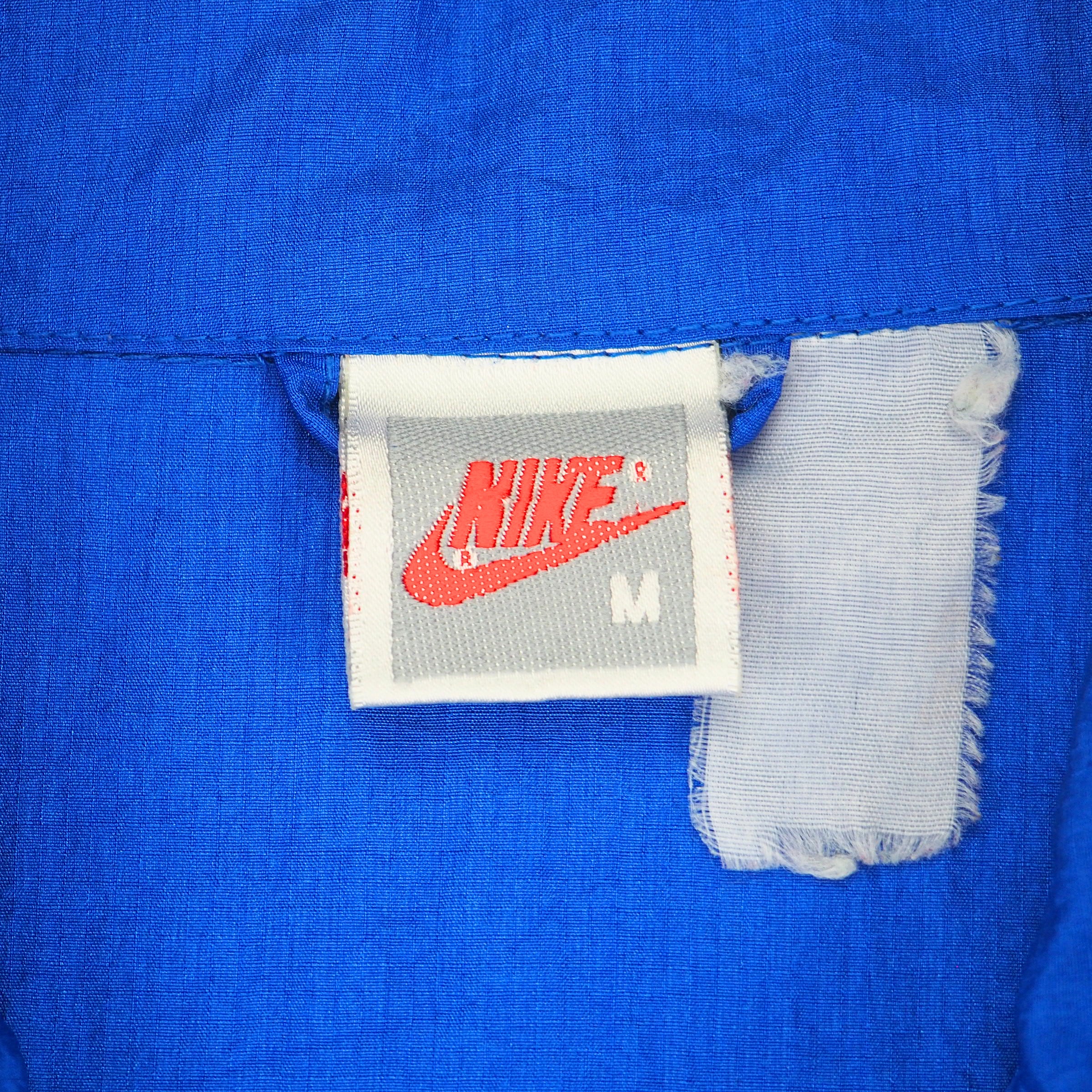 Nike Crepe Runners Windbreaker Jacket Neon Blue Yellow Vintage 80s 90s Medium