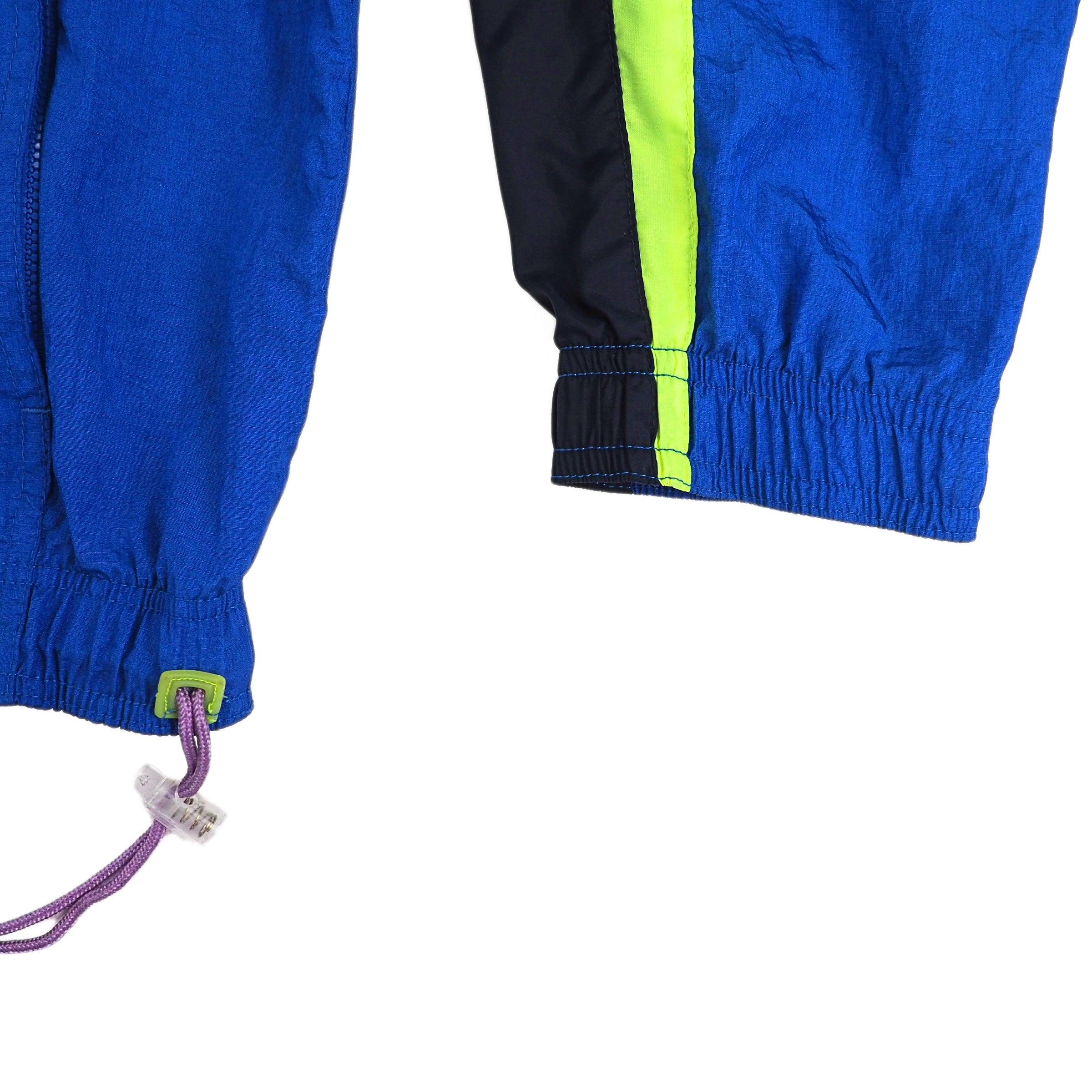 Nike Crepe Runners Windbreaker Jacket Neon Blue Yellow Vintage 80s 90s Medium