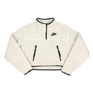 Nike Sportswear Sherpa Fleece Quarter Zip Crop Top Pale Ivory Women's S