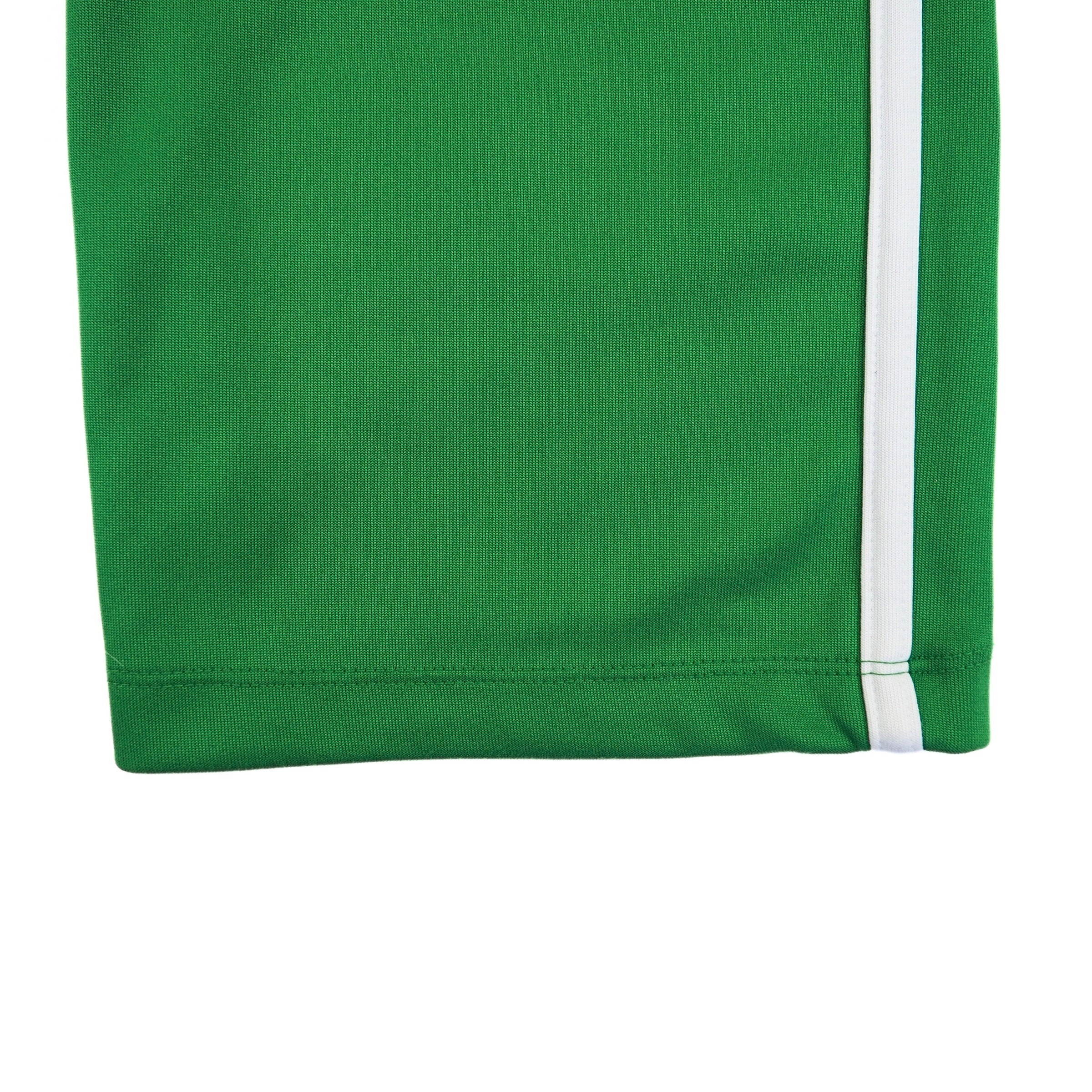 Green pant leg ankle cuff with a white stripe on a white background