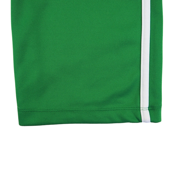 Green pant leg ankle cuff with a white stripe on a white background
