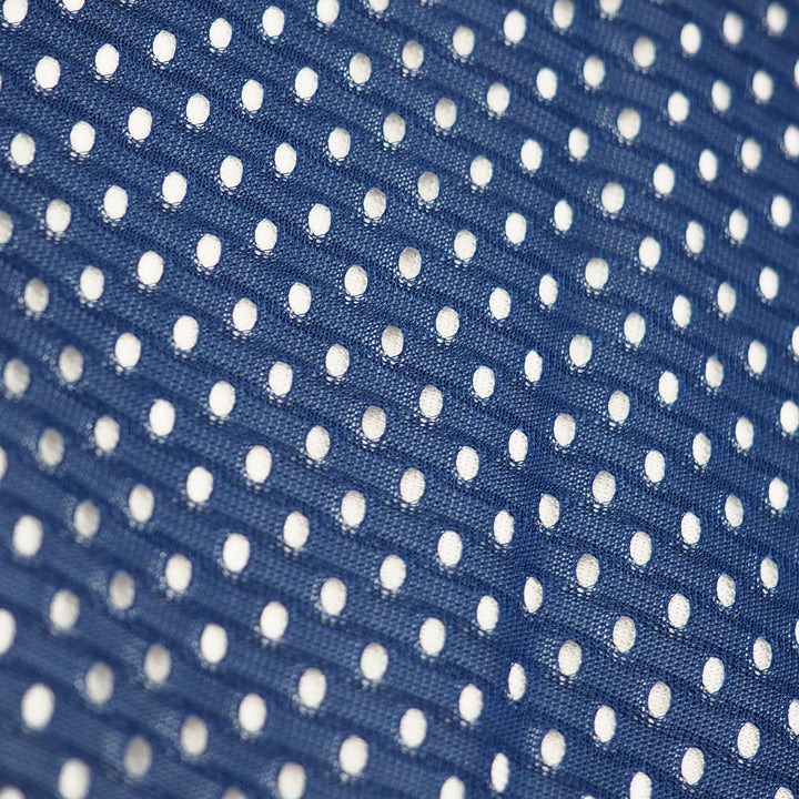 Close-up of blue mesh fabric of vintage 90s nike team sports team usa soccer jersey