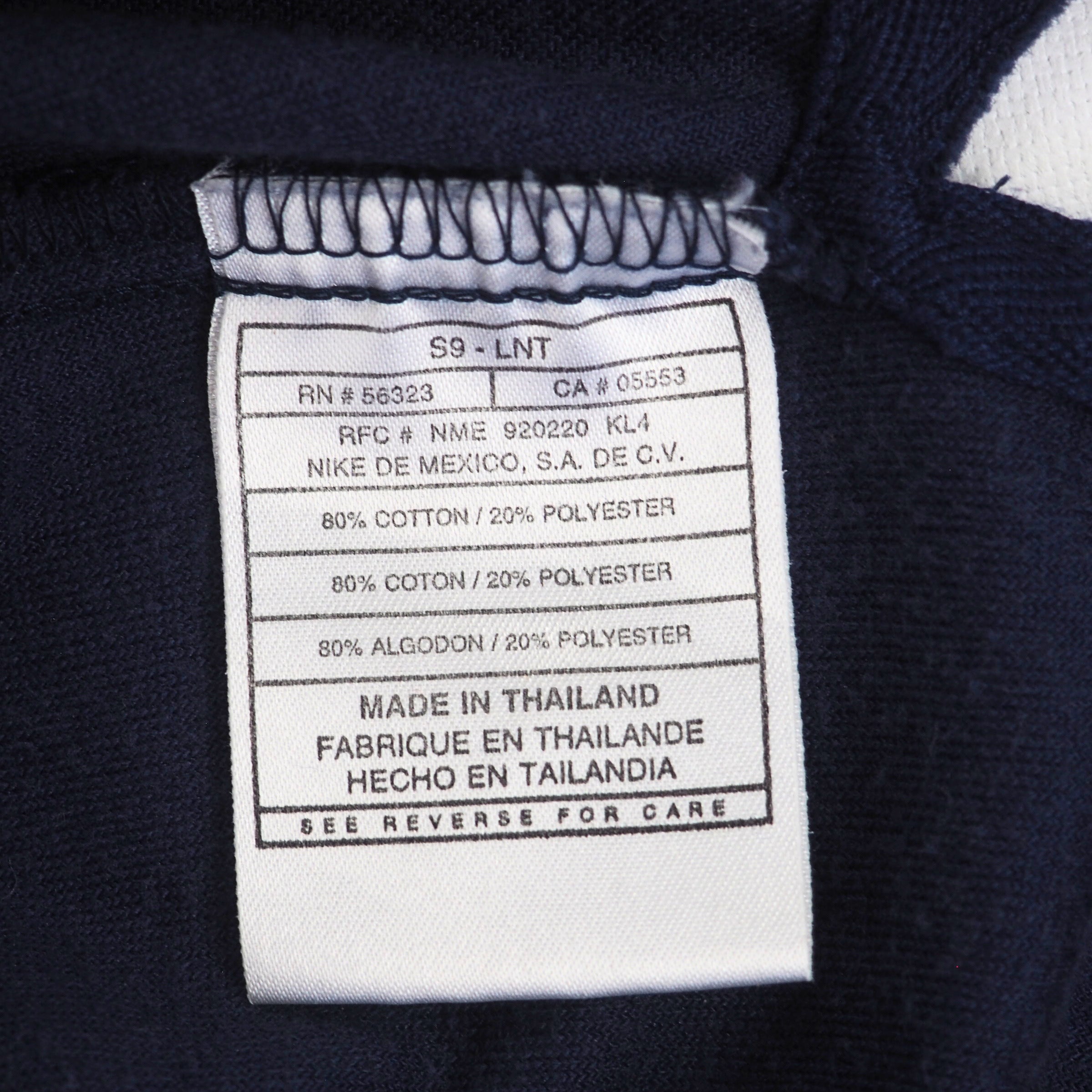 Close up of the care tag for a Nike garment