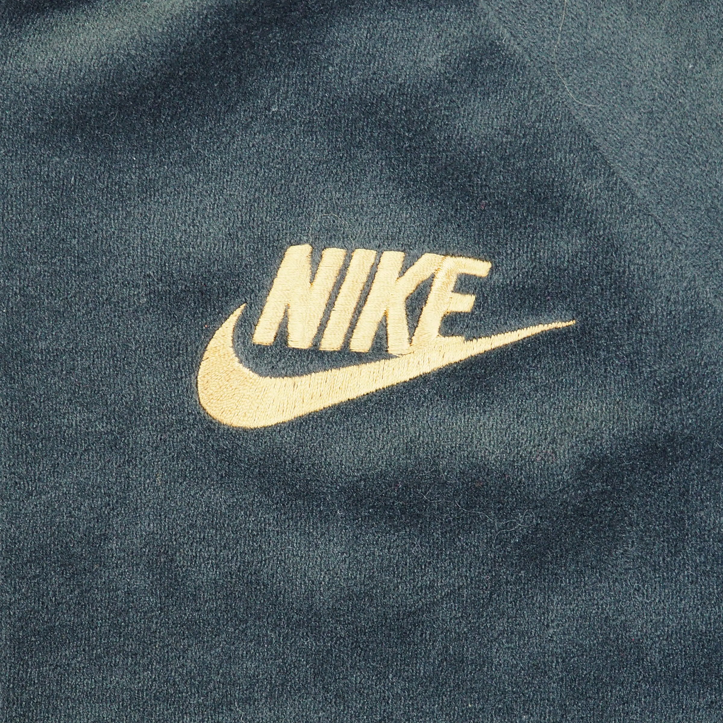 Nike Tech Fleece Velour Track Jacket Bottle Green with Gold Zipper XS