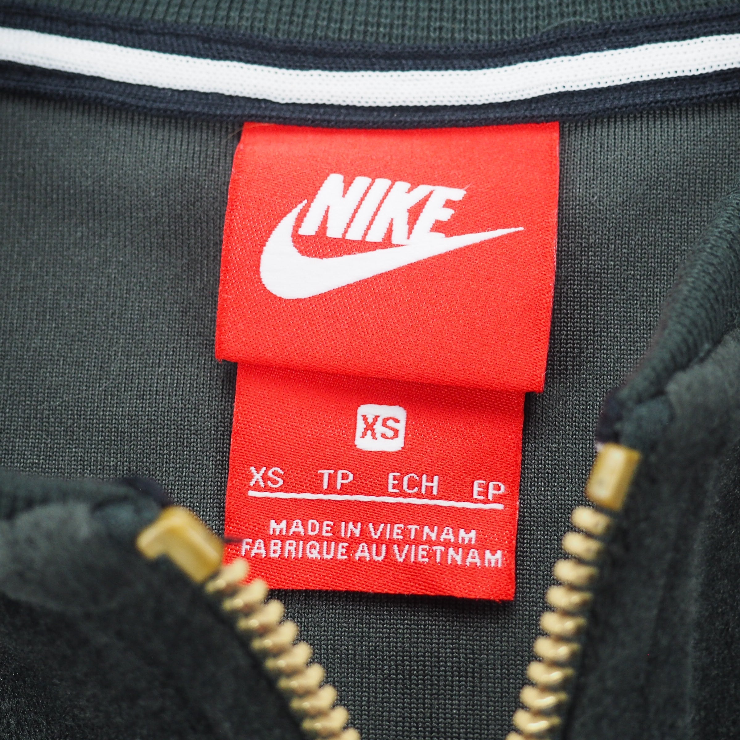 Nike Tech Fleece Velour Track Jacket Bottle Green with Gold Zipper XS